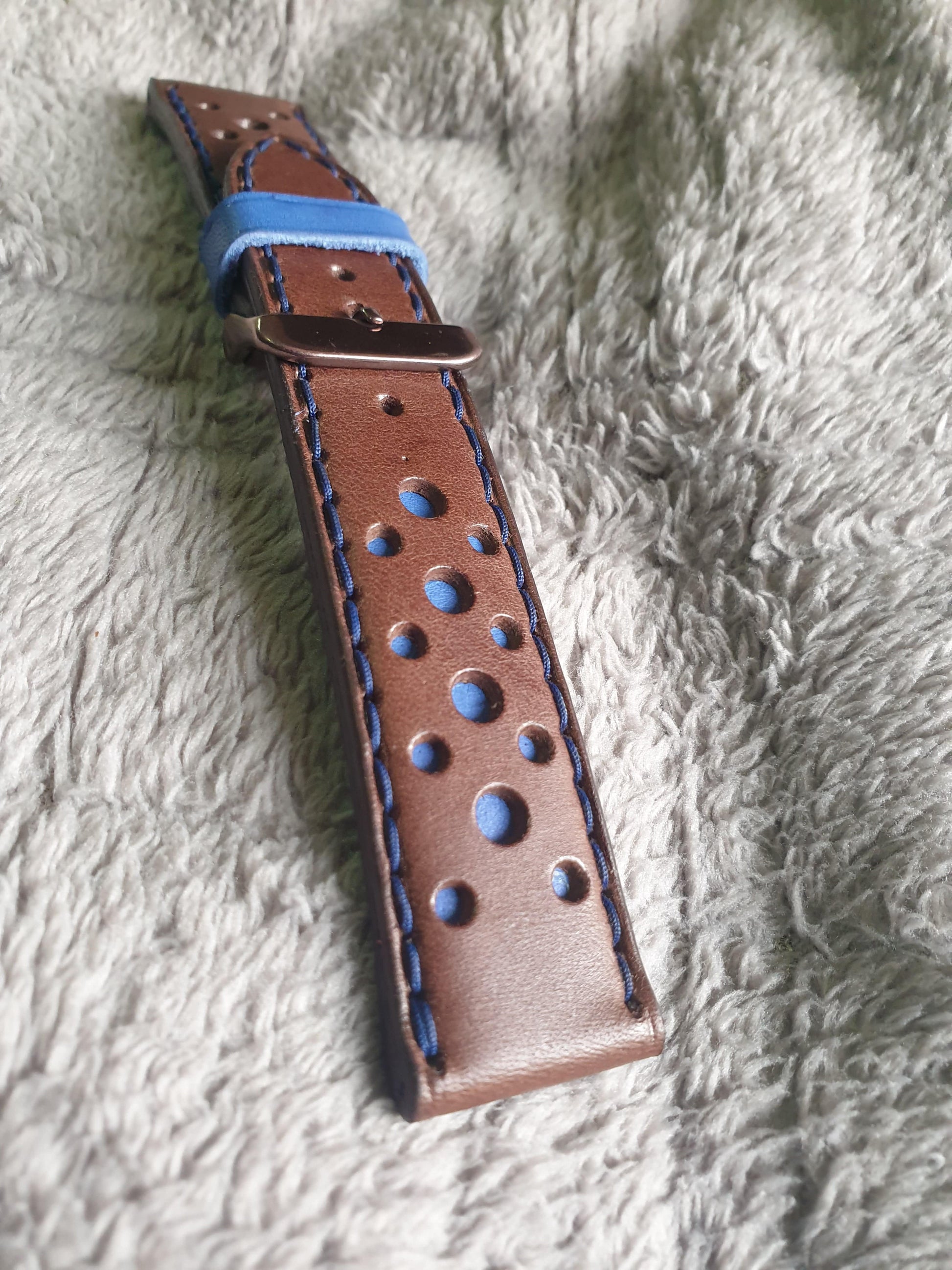Indianleathercraft Handmade brown leather rally watch strap