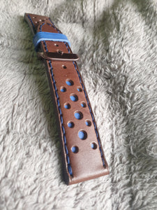 Indianleathercraft Handmade brown leather rally watch strap