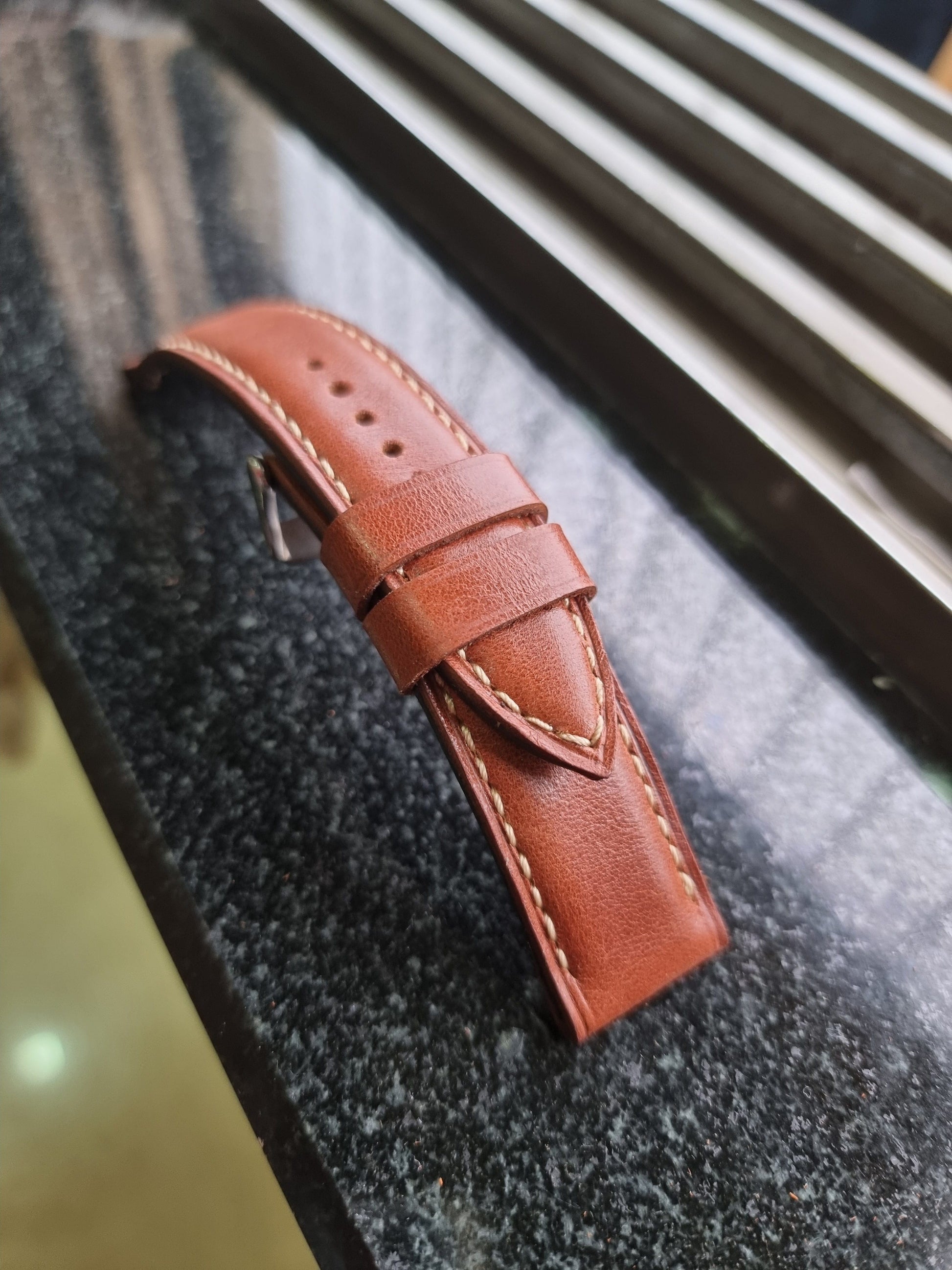Indianleathercraft Handmade  brown leather strap