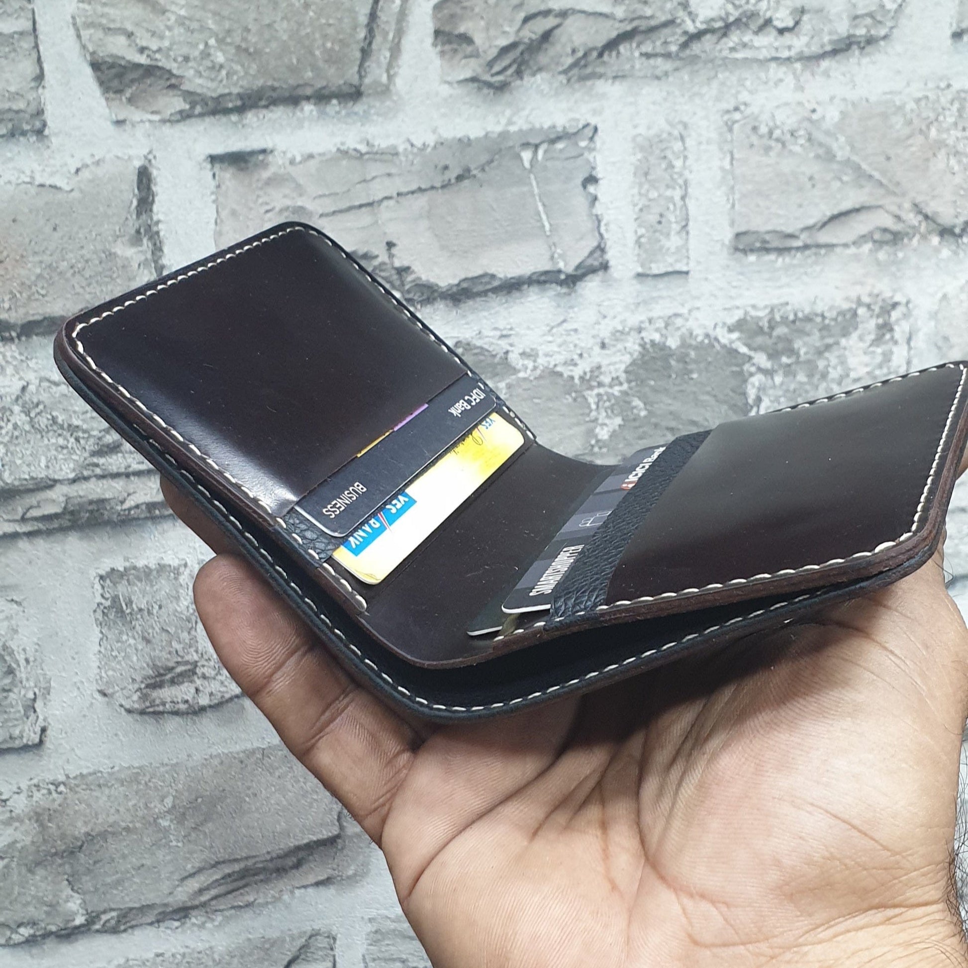 Indianleathercraft Handmade dark brown leather wallet