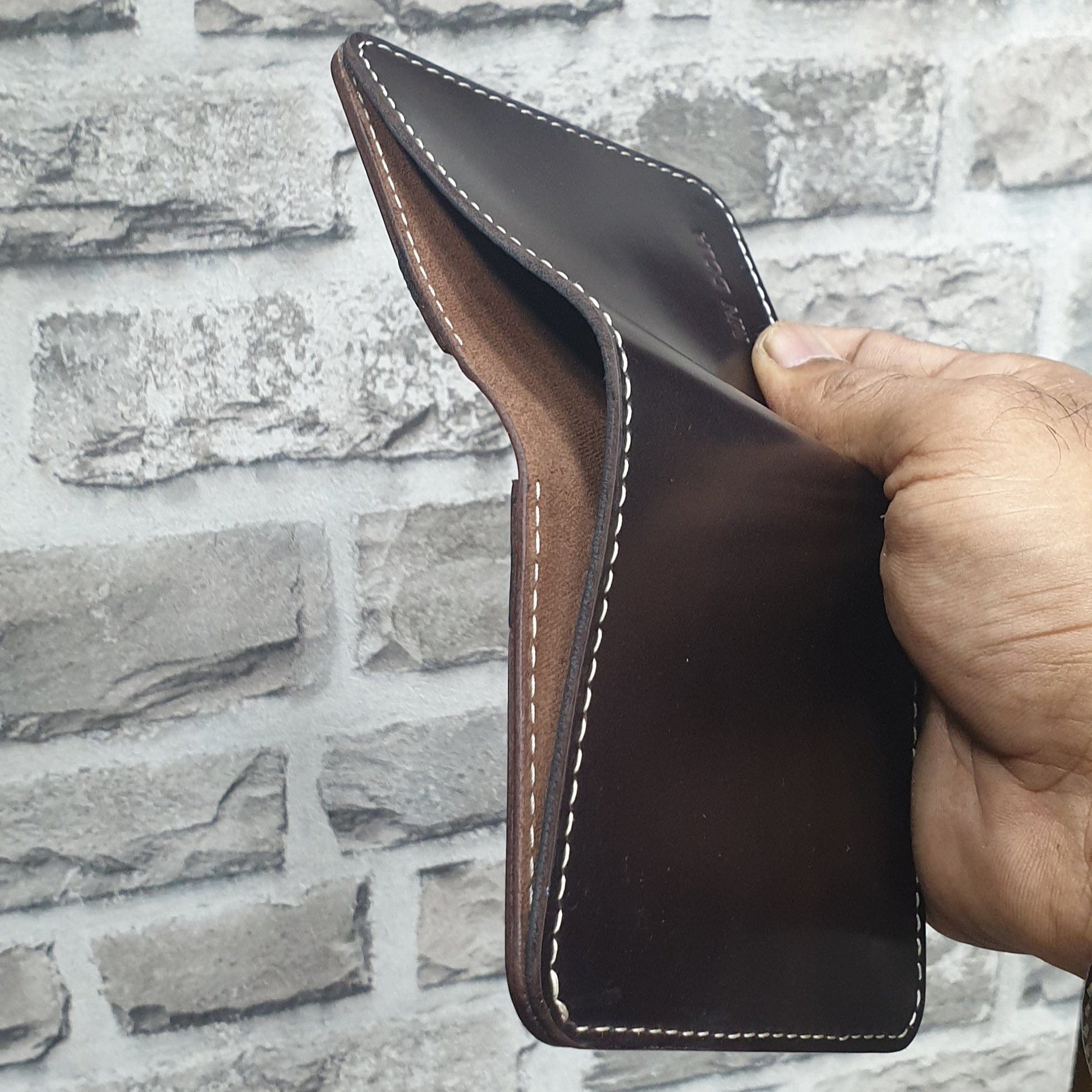 Indianleathercraft Handmade dark brown leather wallet