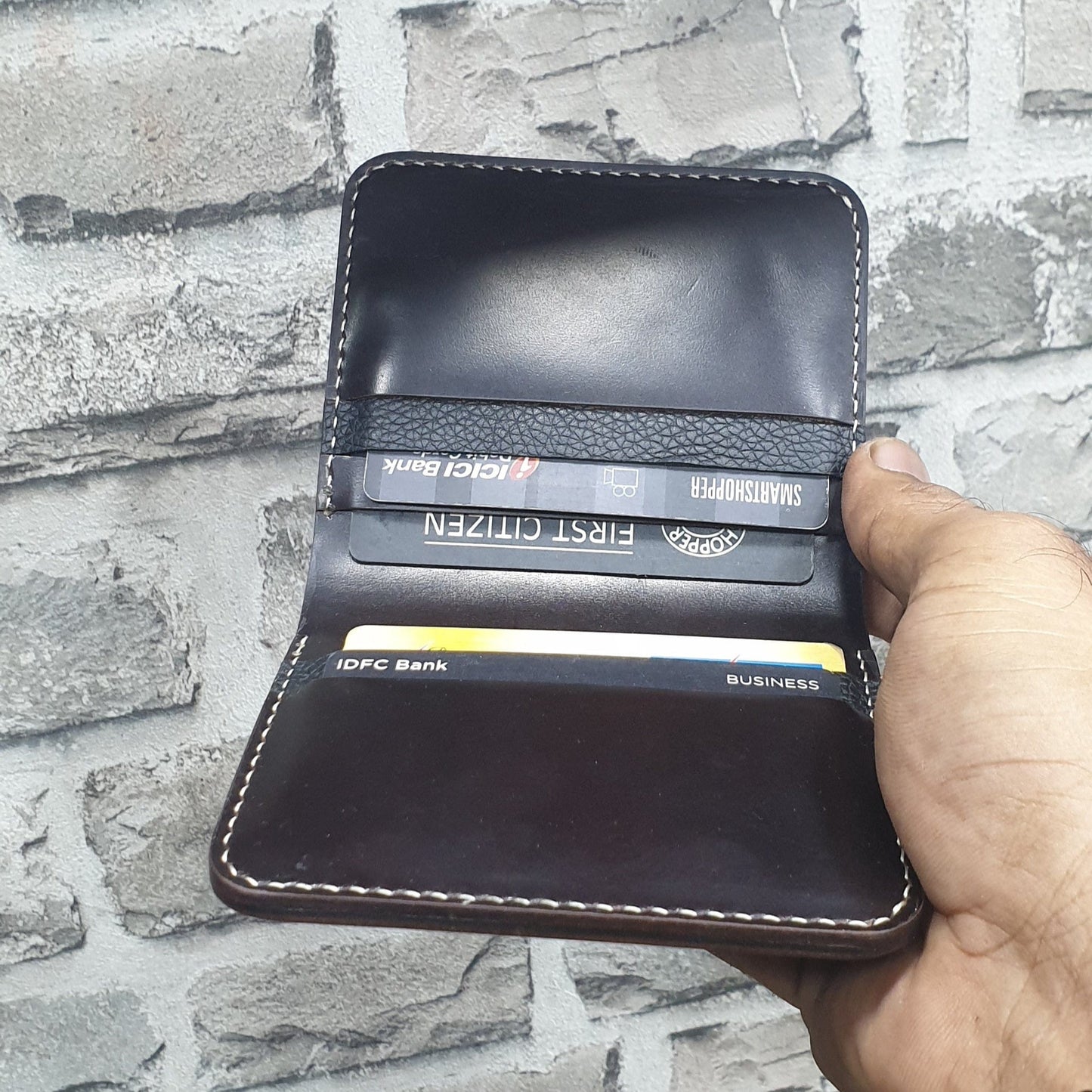 Indianleathercraft Handmade dark brown leather wallet