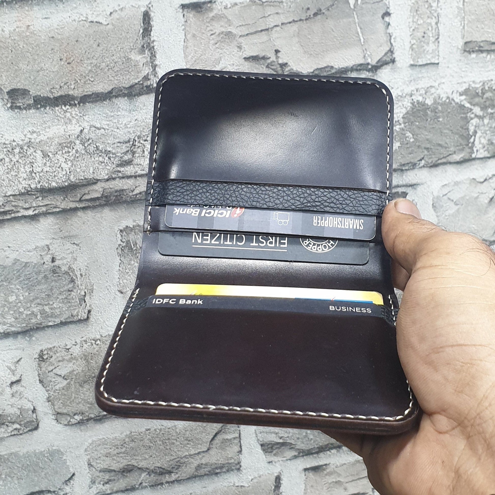 Indianleathercraft Handmade dark brown leather wallet