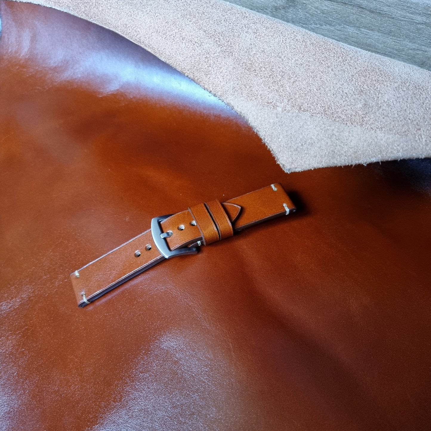 Indianleathercraft Handmade english tan leather strap
