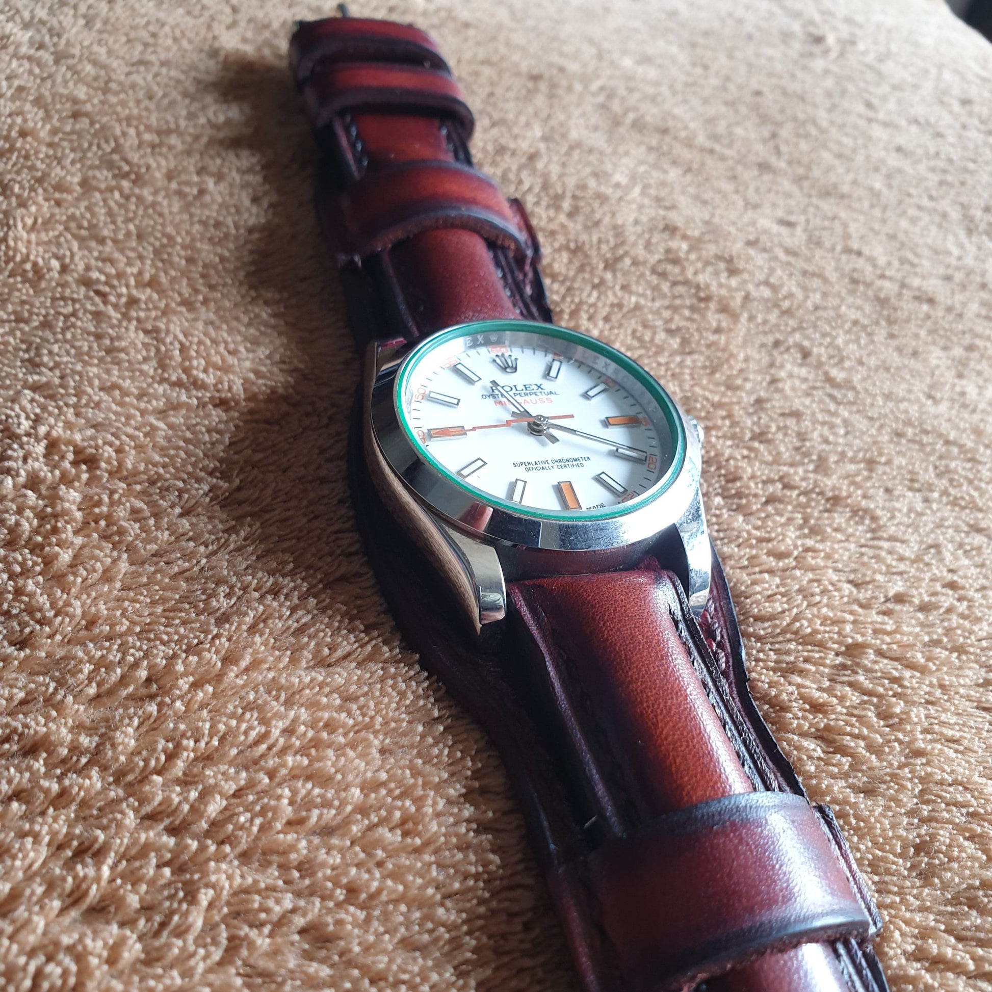 Handmade full grain leather bund strap