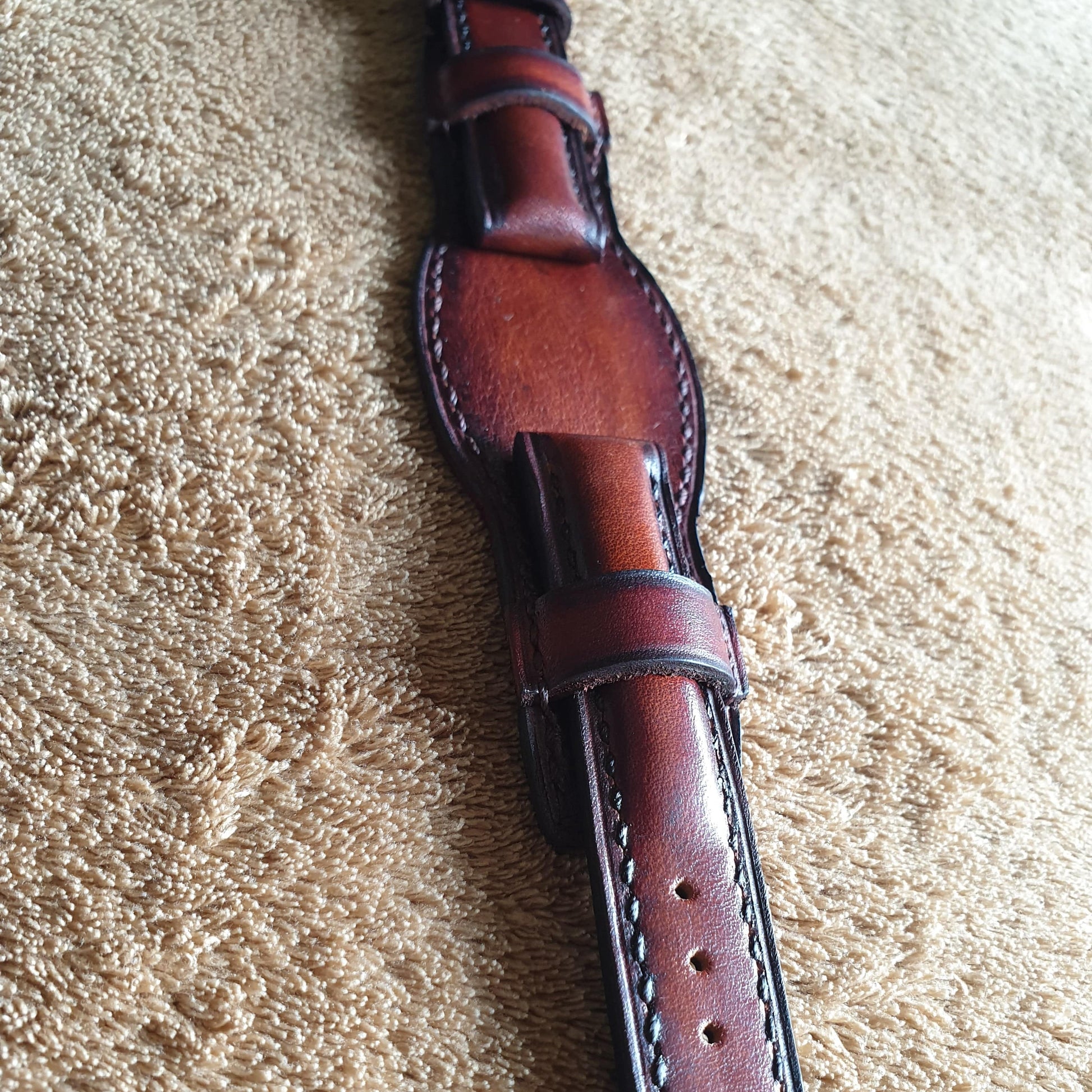 Handmade full grain leather bund strap