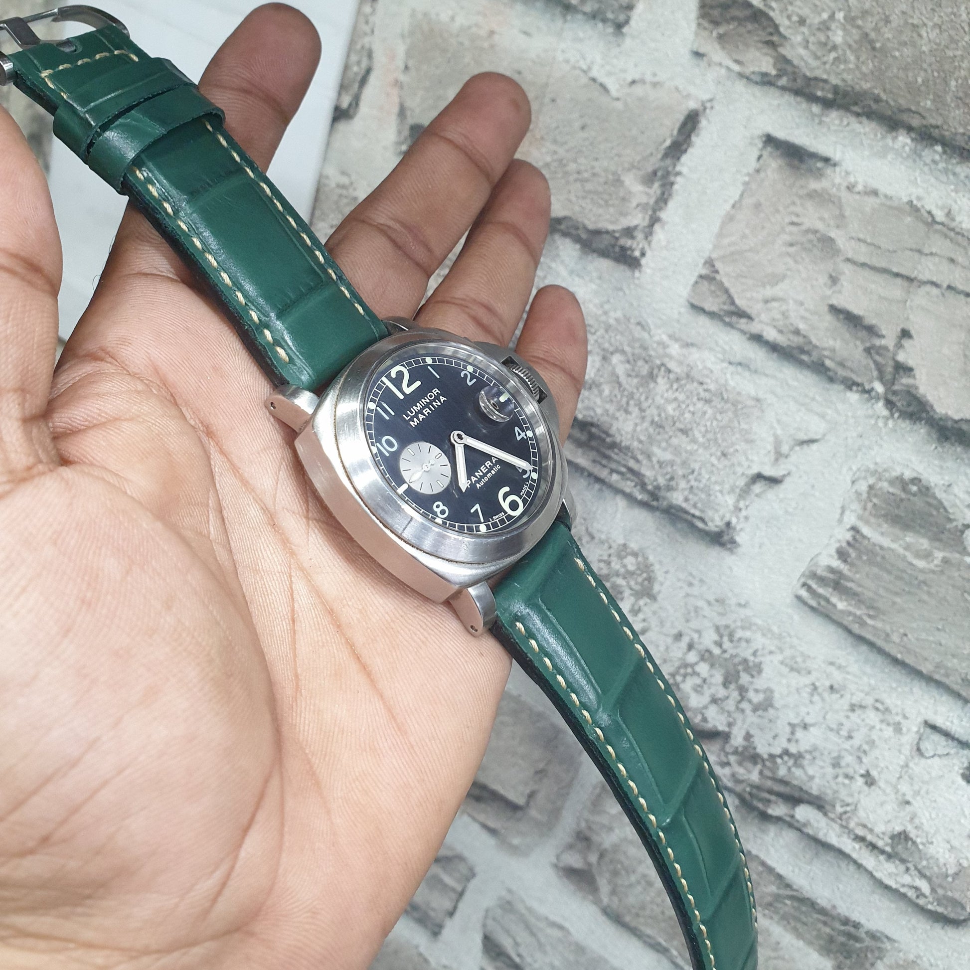 Indianleathercraft Handmade green leather strap