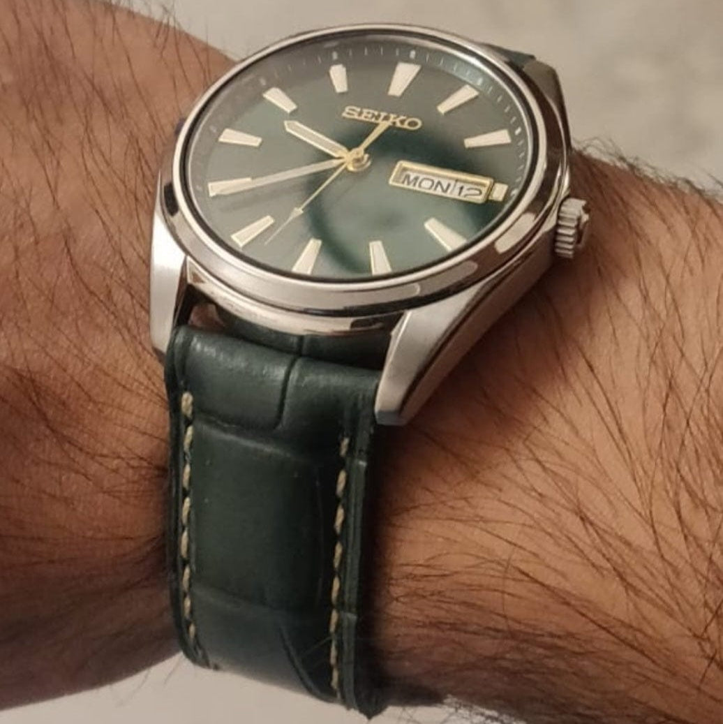 Indianleathercraft Handmade green leather strap
