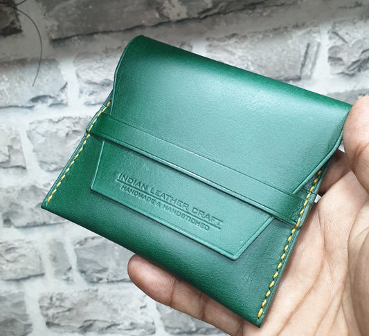 Indianleathercraft Handmade green leather wallet
