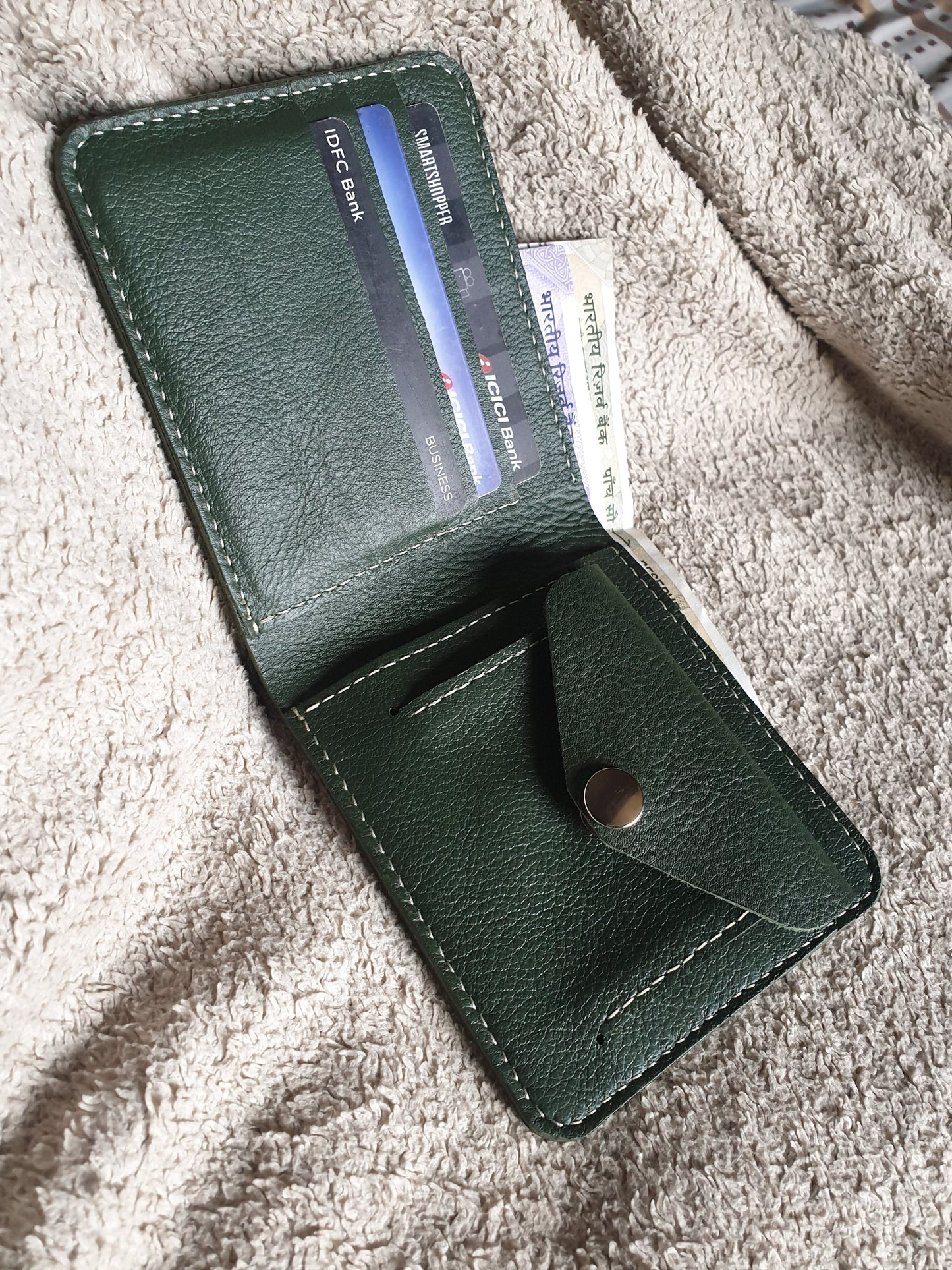Indianleathercraft Handmade green leather wallet