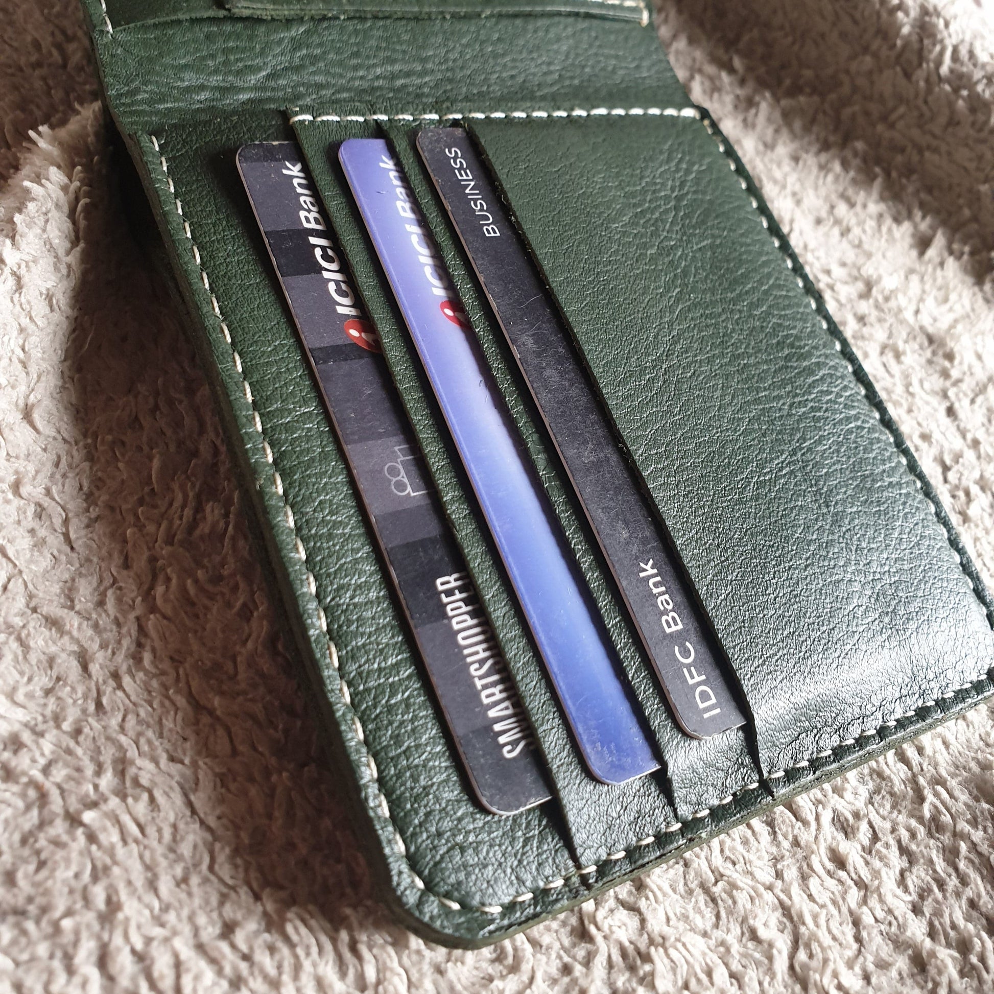 Indianleathercraft Handmade green leather wallet