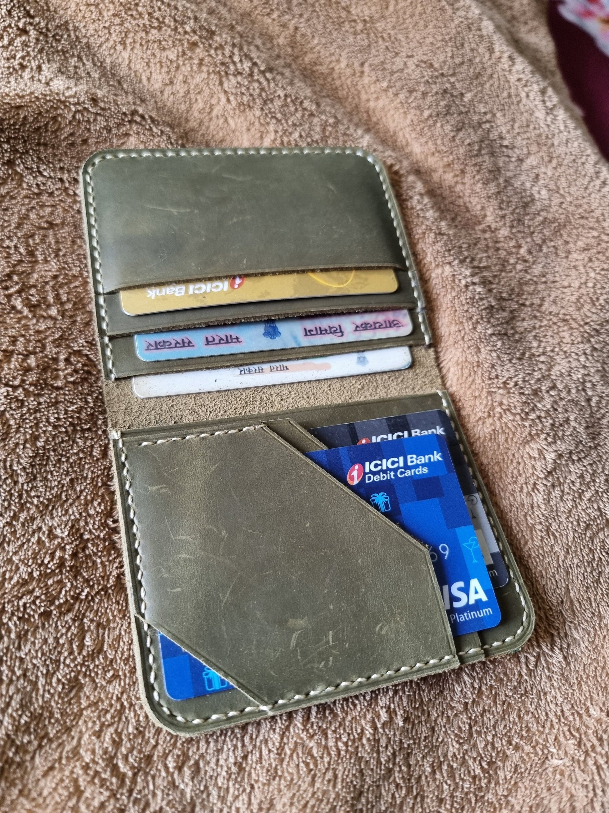 Indianleathercraft Handmade green leather wallet