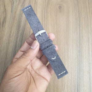 Indianleathercraft Handmade grey suede leather watch strap