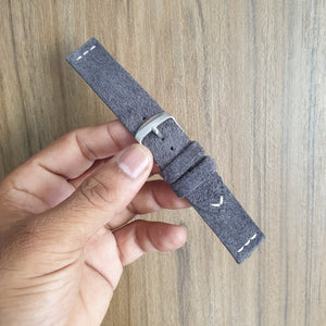 Indianleathercraft Handmade grey suede leather watch strap