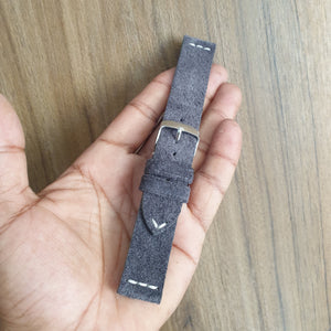 Indianleathercraft Handmade grey suede leather watch strap