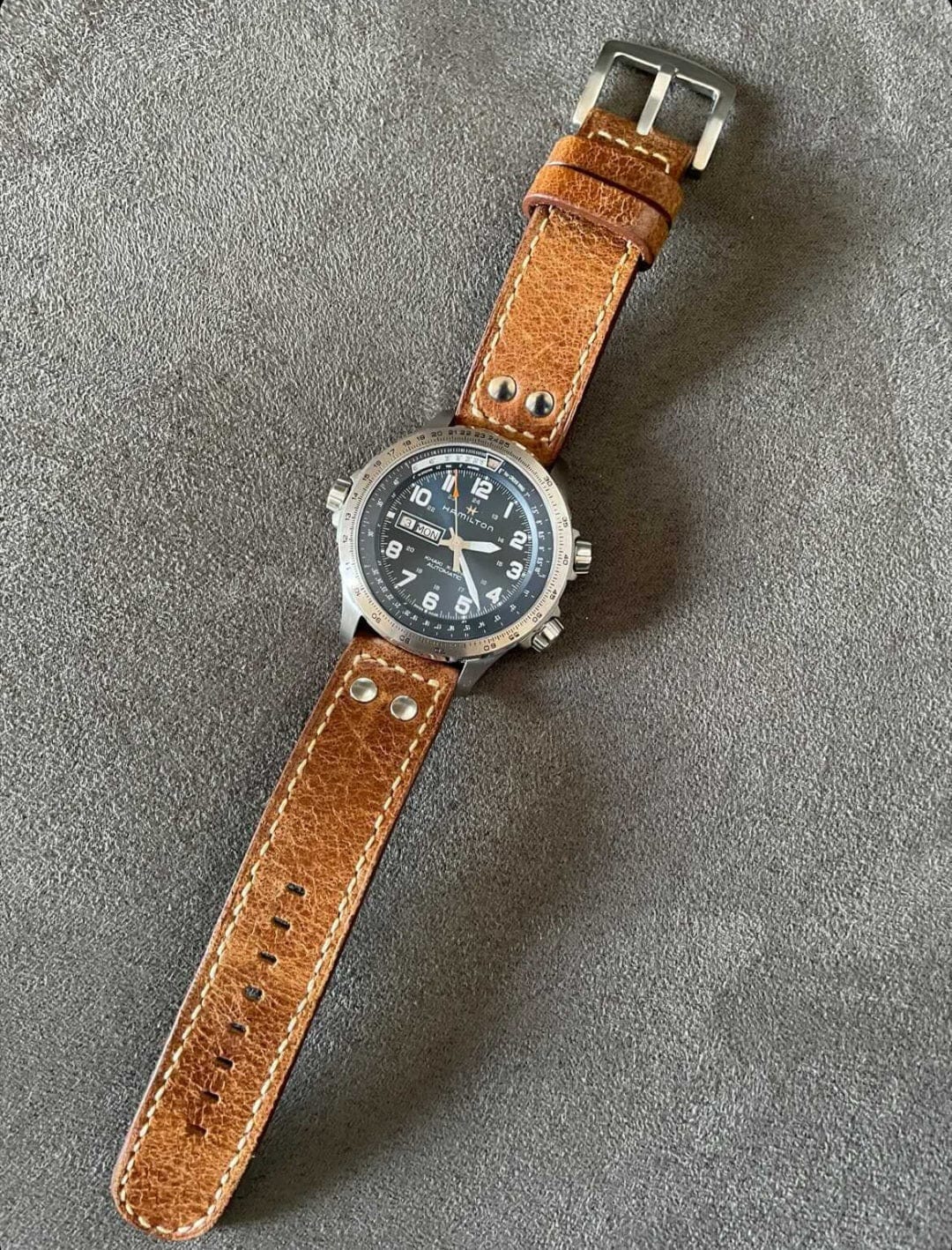 Indianleathercraft Handmade leather strap for hamilton