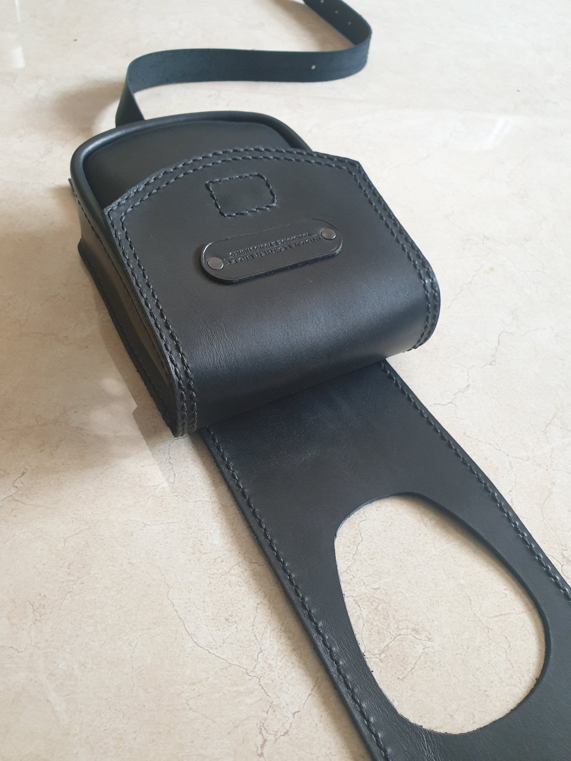 Indianleathercraft Handmade leather tank belt with tank bag