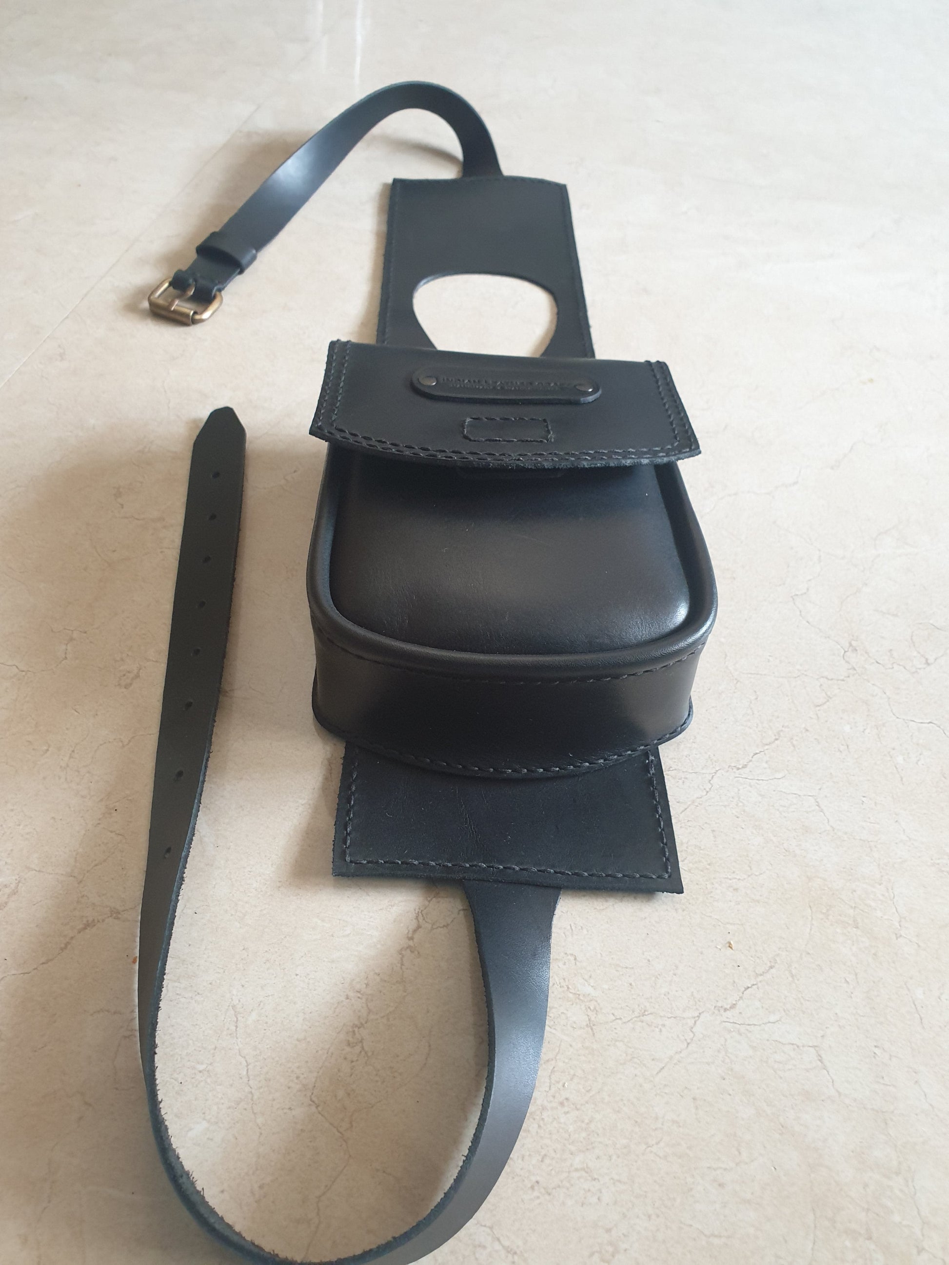 Indianleathercraft Handmade leather tank belt with tank bag