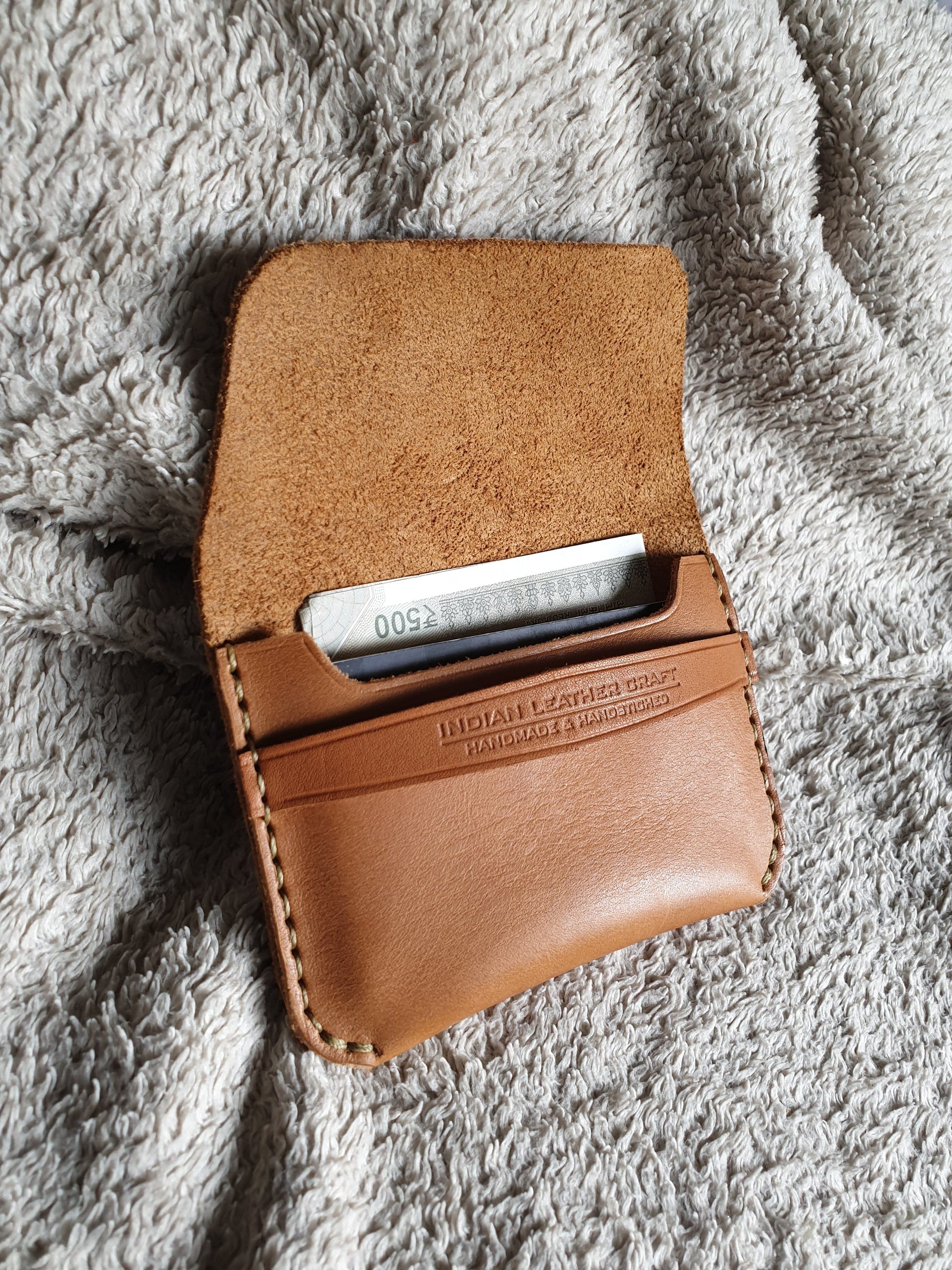 Indianleathercraft Handmade minimalist fullgrain leather wallet
