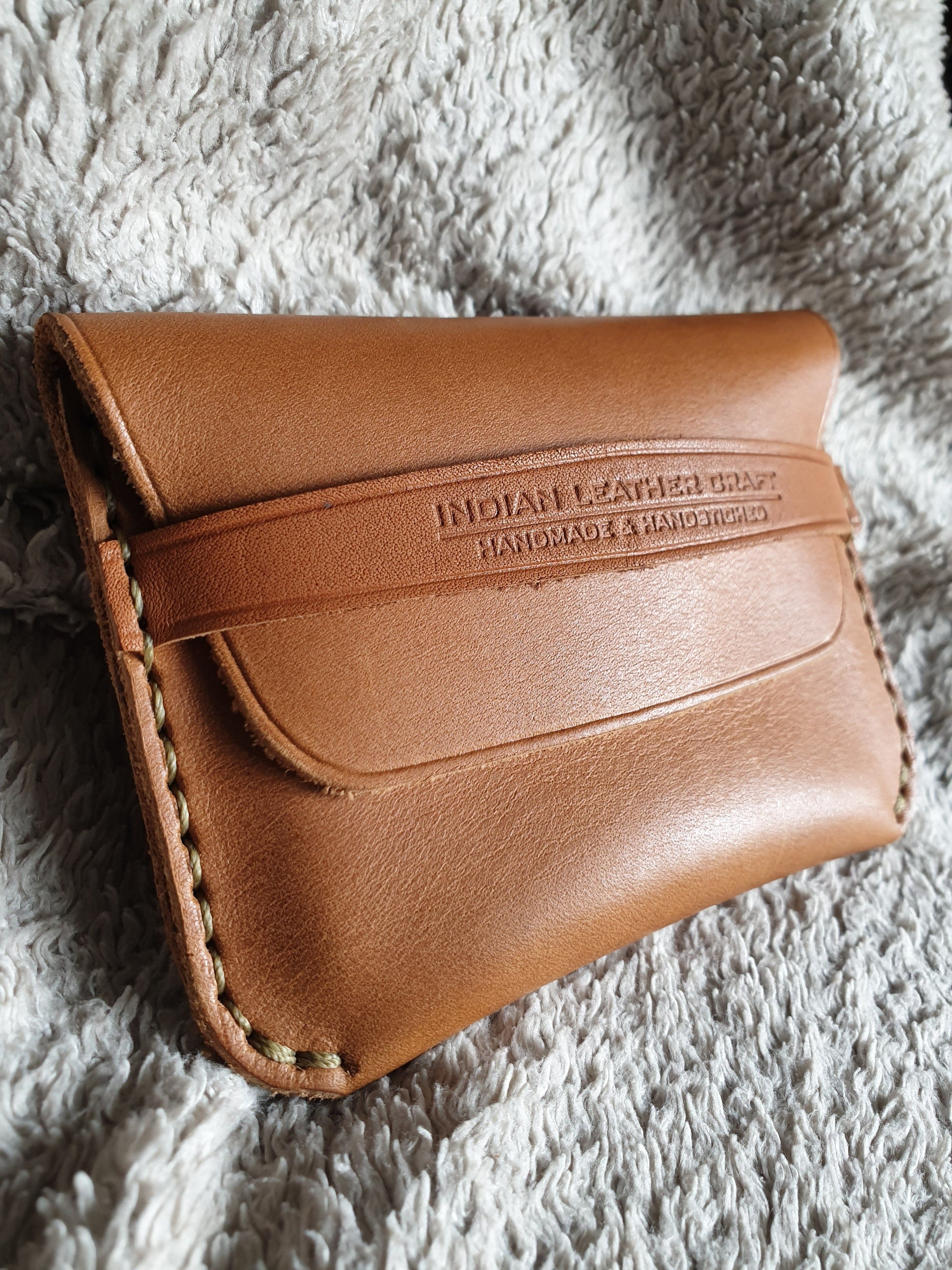 Indianleathercraft Handmade minimalist fullgrain leather wallet