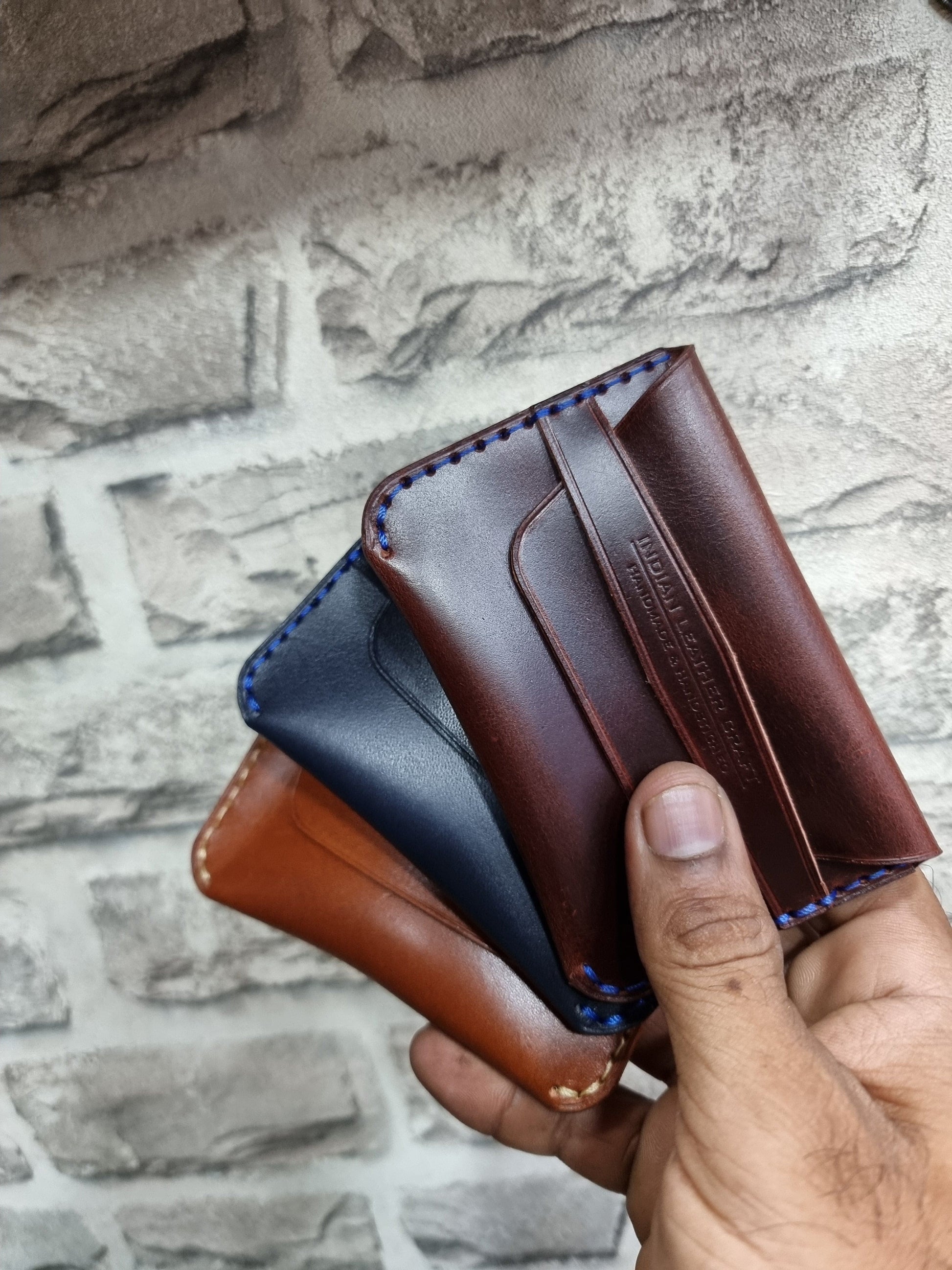 Indianleathercraft Handmade minimalist fullgrain leather wallet