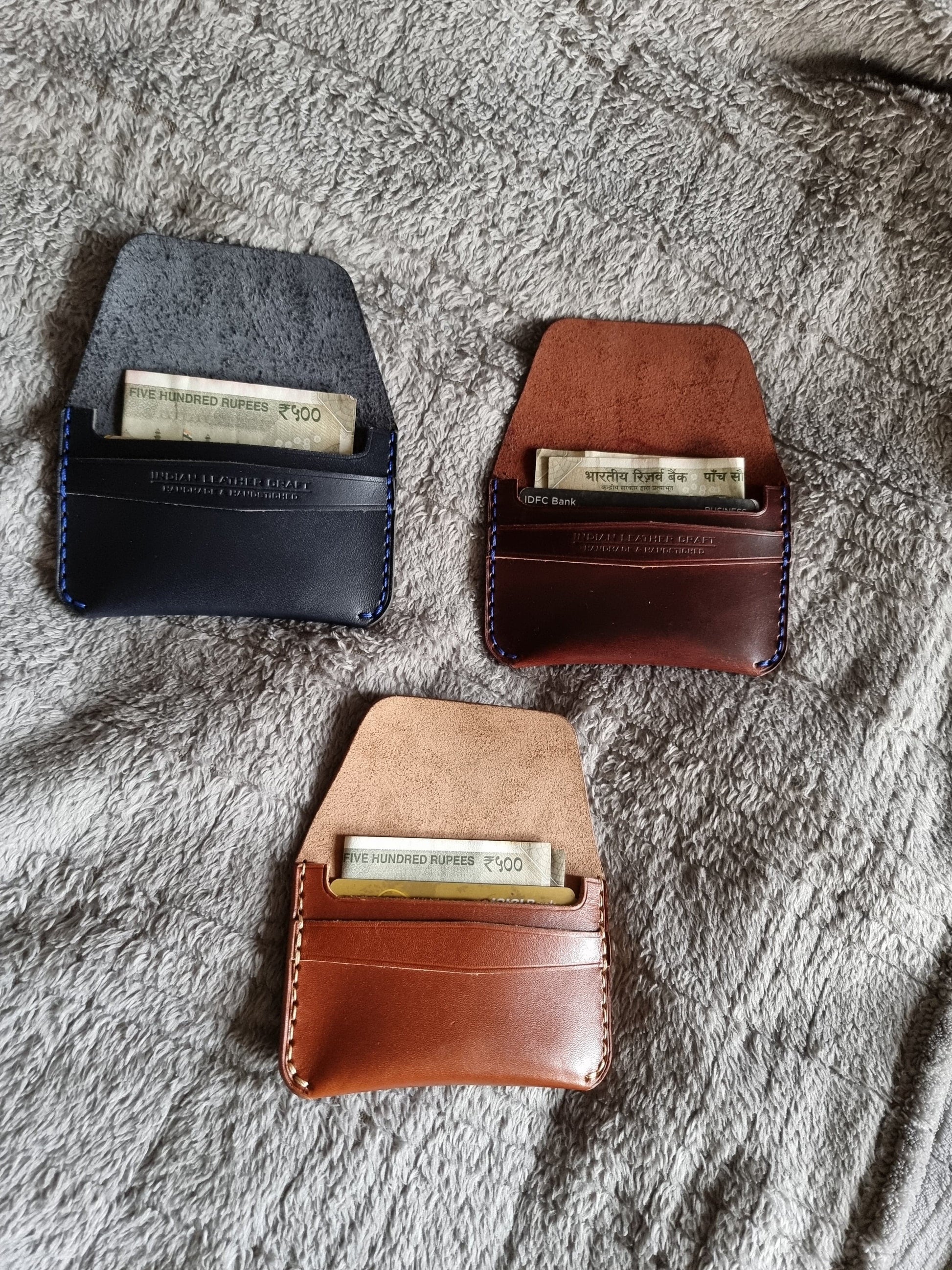 Indianleathercraft Handmade minimalist fullgrain leather wallet