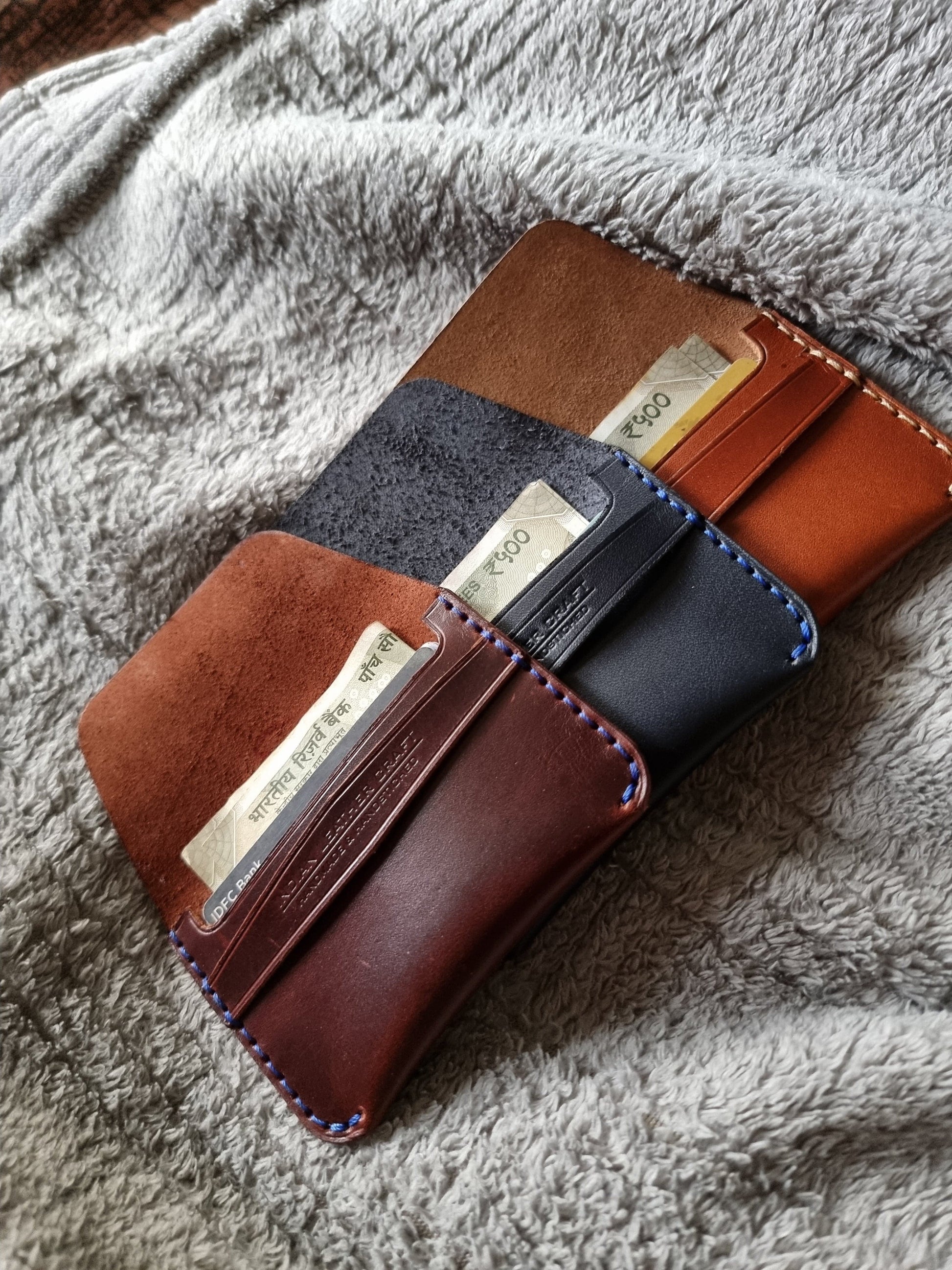 Indianleathercraft Handmade minimalist fullgrain leather wallet