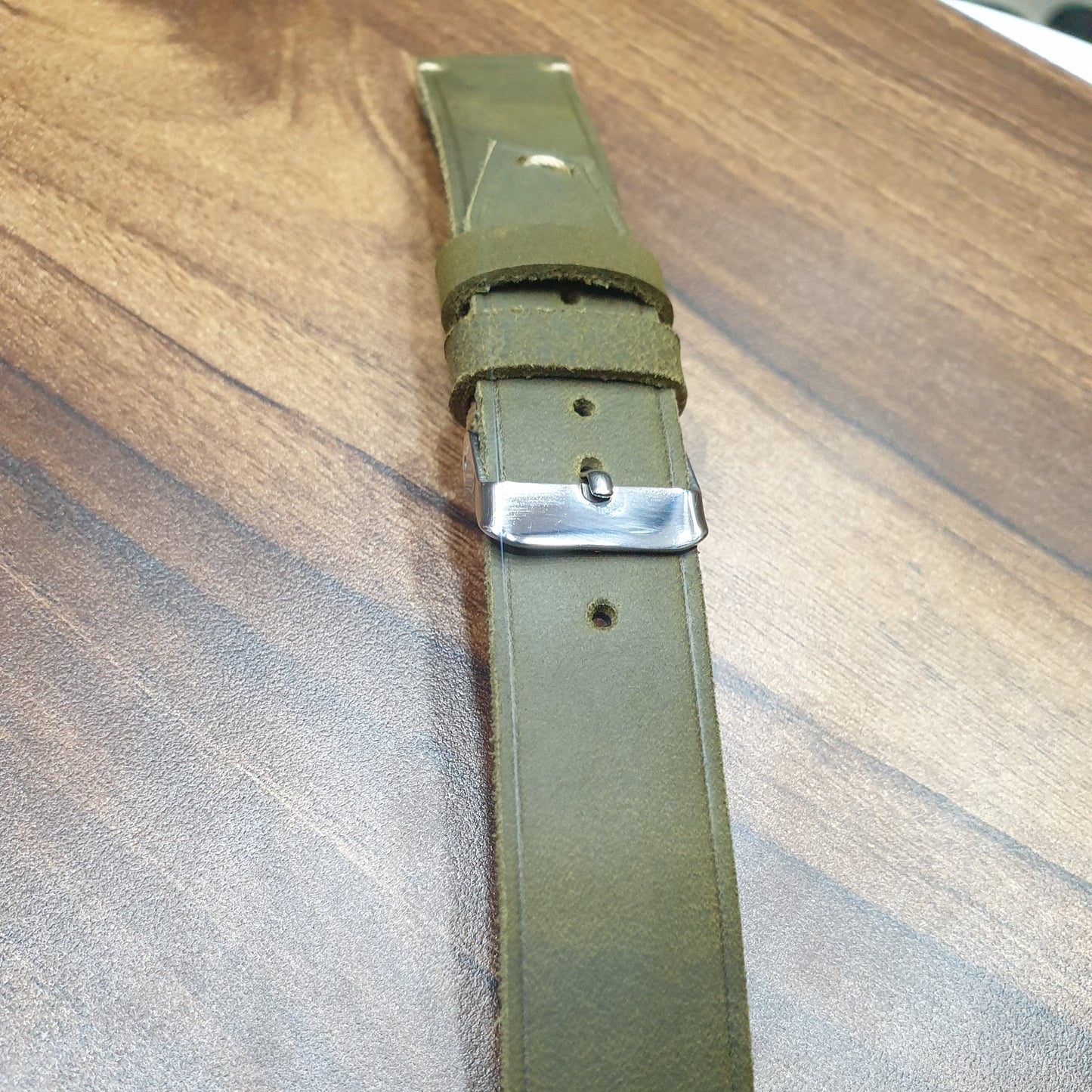 Indianleathercraft Handmade olive green leather strap