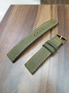 Indianleathercraft Handmade olive green leather strap
