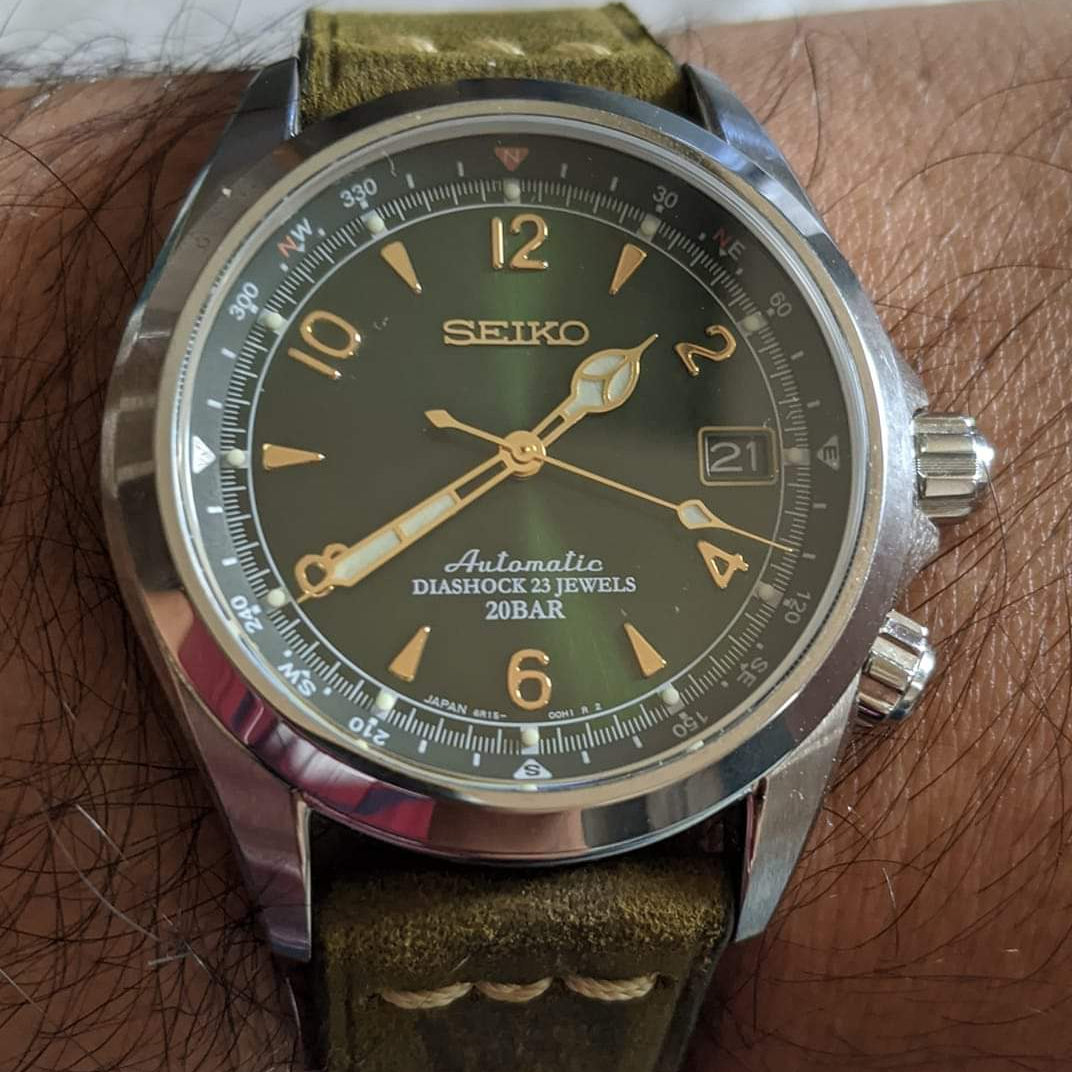 Indianleathercraft Handmade olive green leather strap