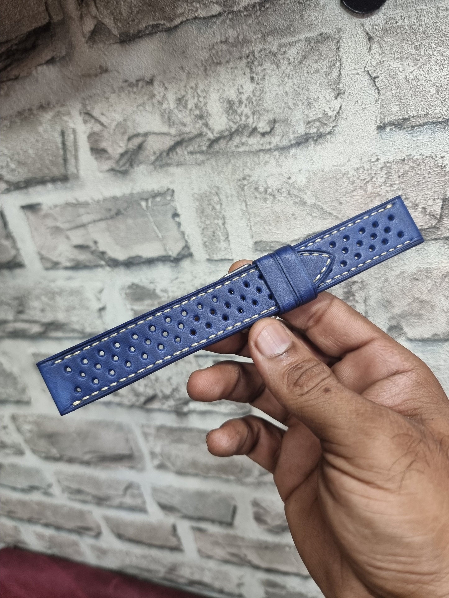 Indianleathercraft Handmade perforated Leather strap