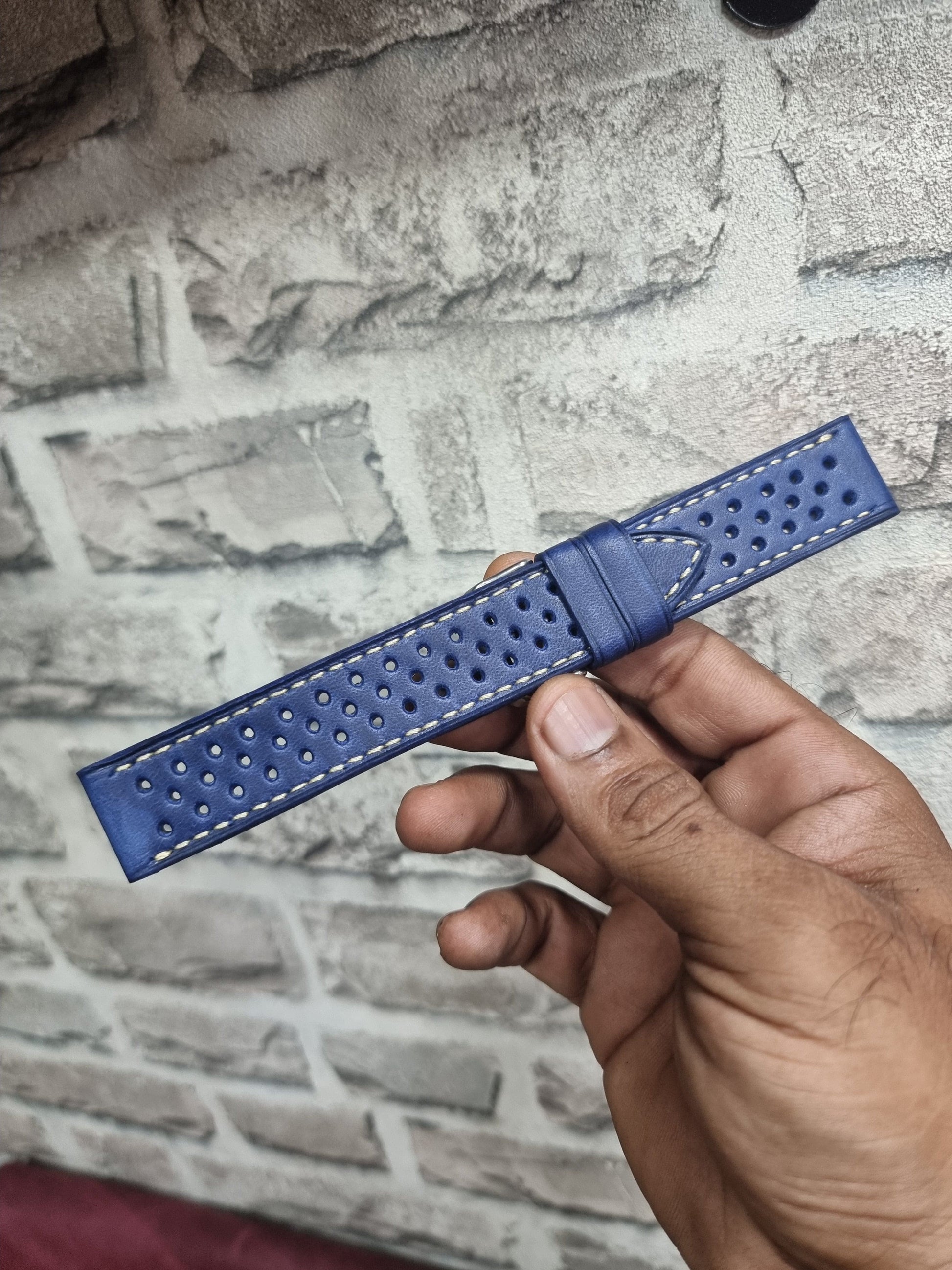 Indianleathercraft Handmade perforated Leather strap