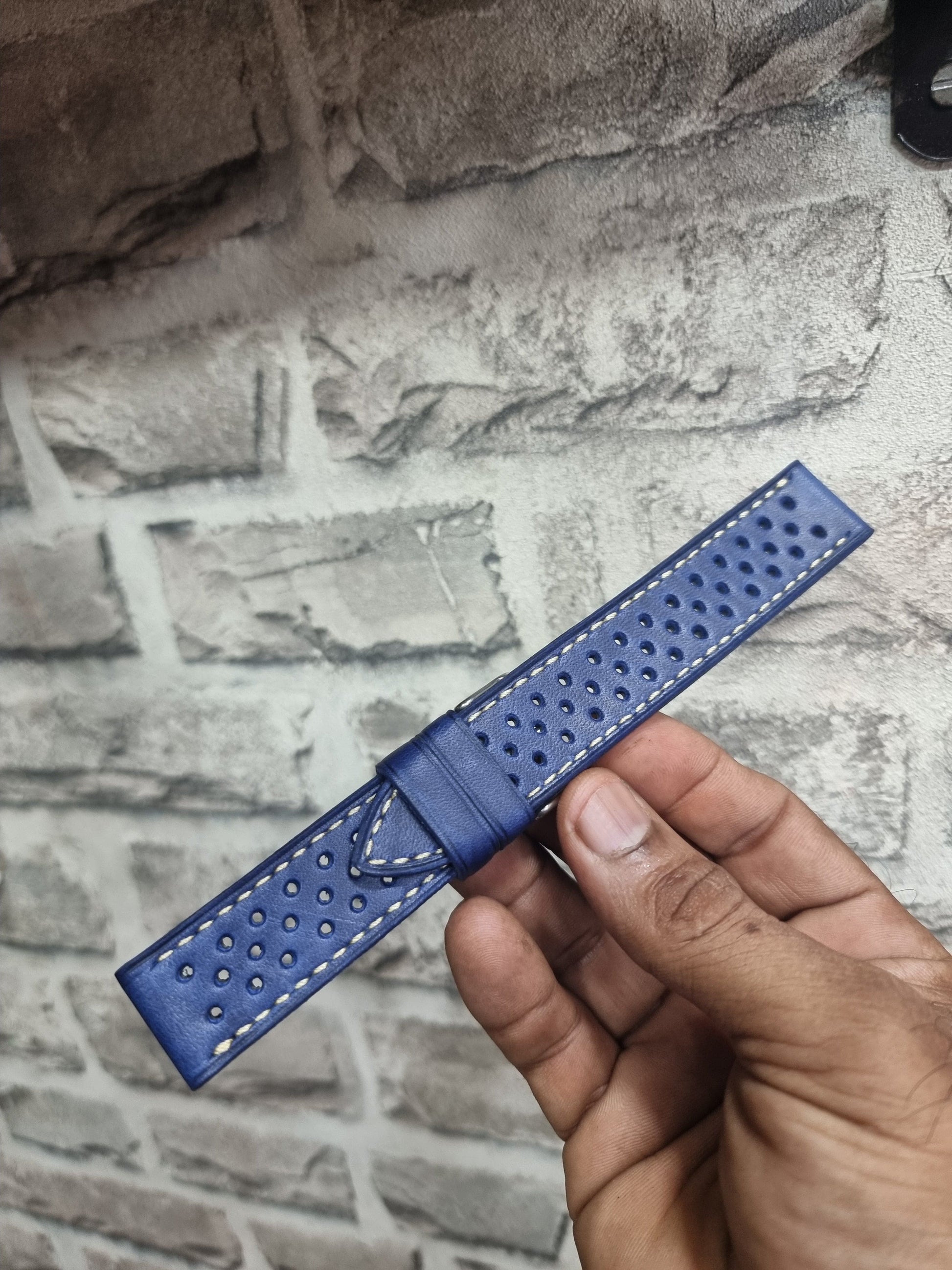 Indianleathercraft Handmade perforated Leather strap