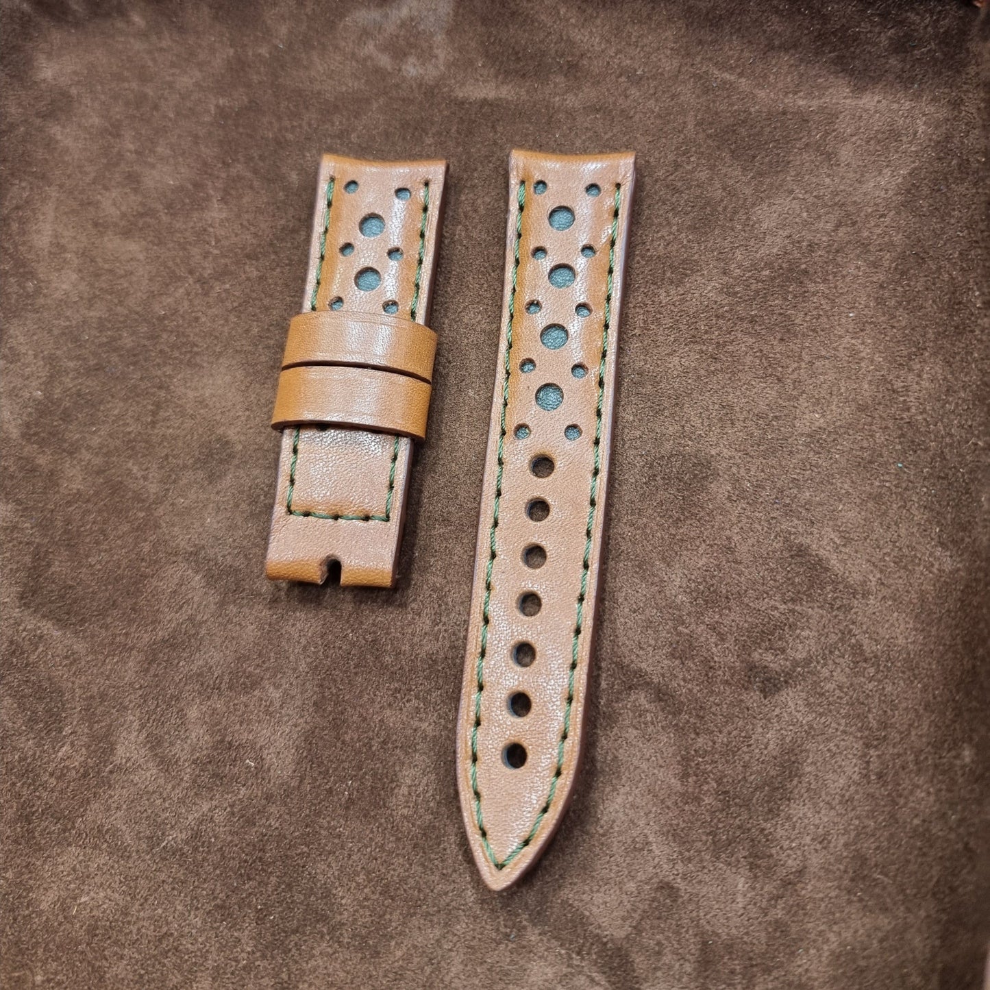 Indianleathercraft Handmade tan rally leather strap