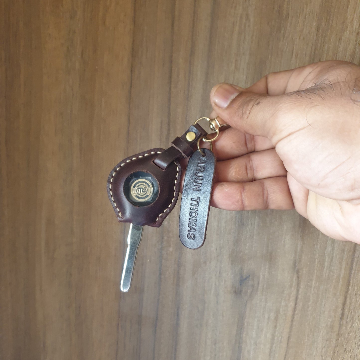 Indianleathercraft Keychains Meteor brown Royal Enfield Meteor leather key cover