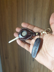 Indianleathercraft Meteor brown Royal Enfield Twins 650 - Interceptor 650 & Continental GT 650 leather key cover