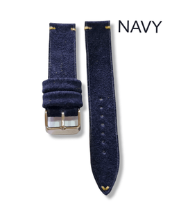 Indianleathercraft Navy / 18mm Handmade suede leather strap