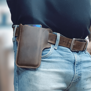 Handmade leather phone case with belt loop indianleathercraft