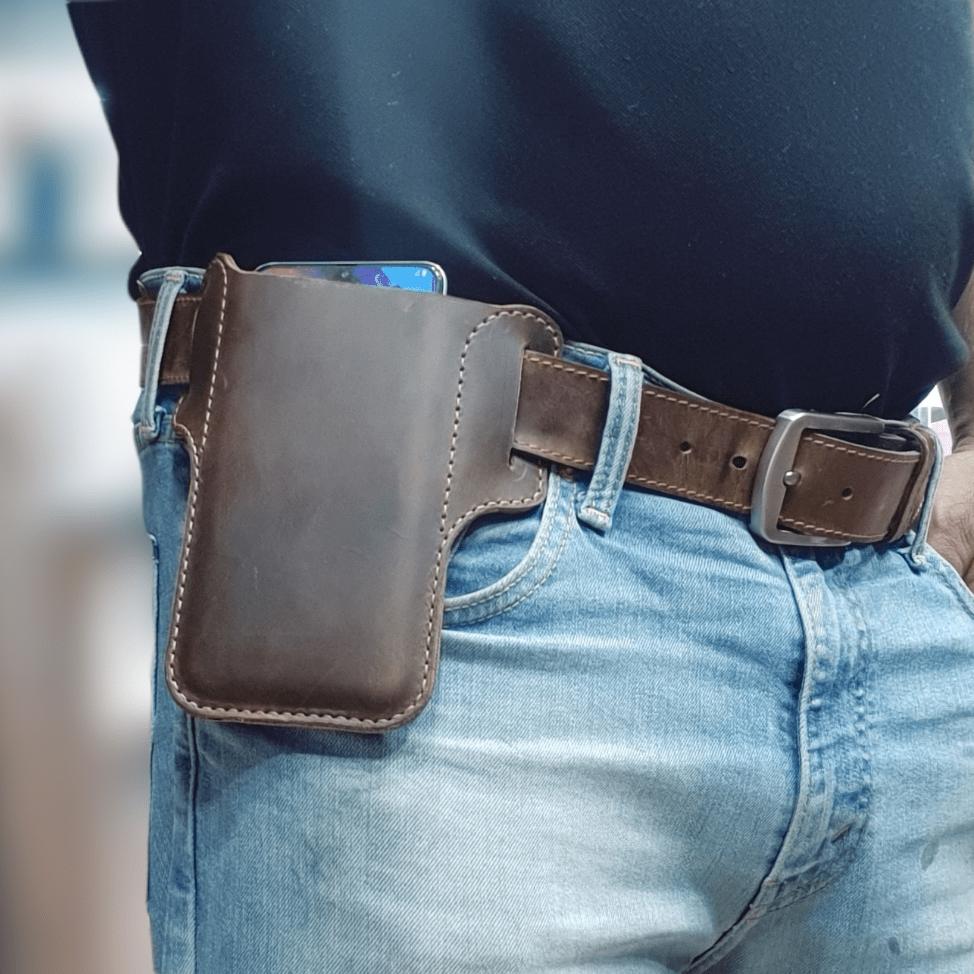 Handmade leather phone case with belt loop indianleathercraft