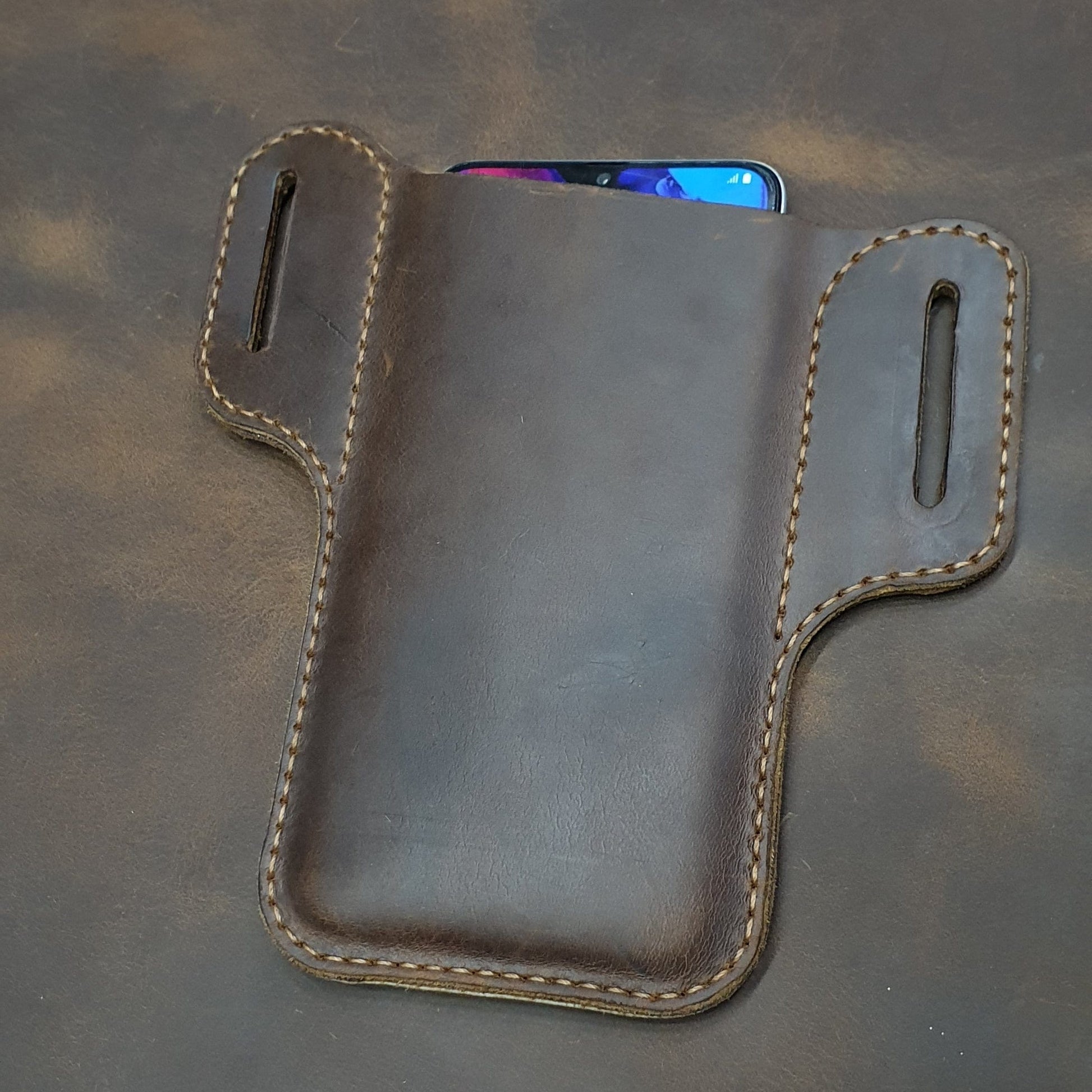 Handmade leather phone case with belt loop indianleathercraft