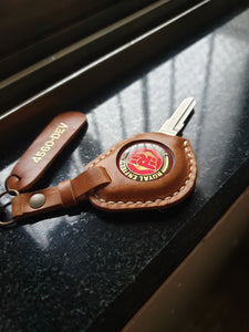 Indianleathercraft royal enfield key case Right cut / Tan Royal Enfield leather key cover