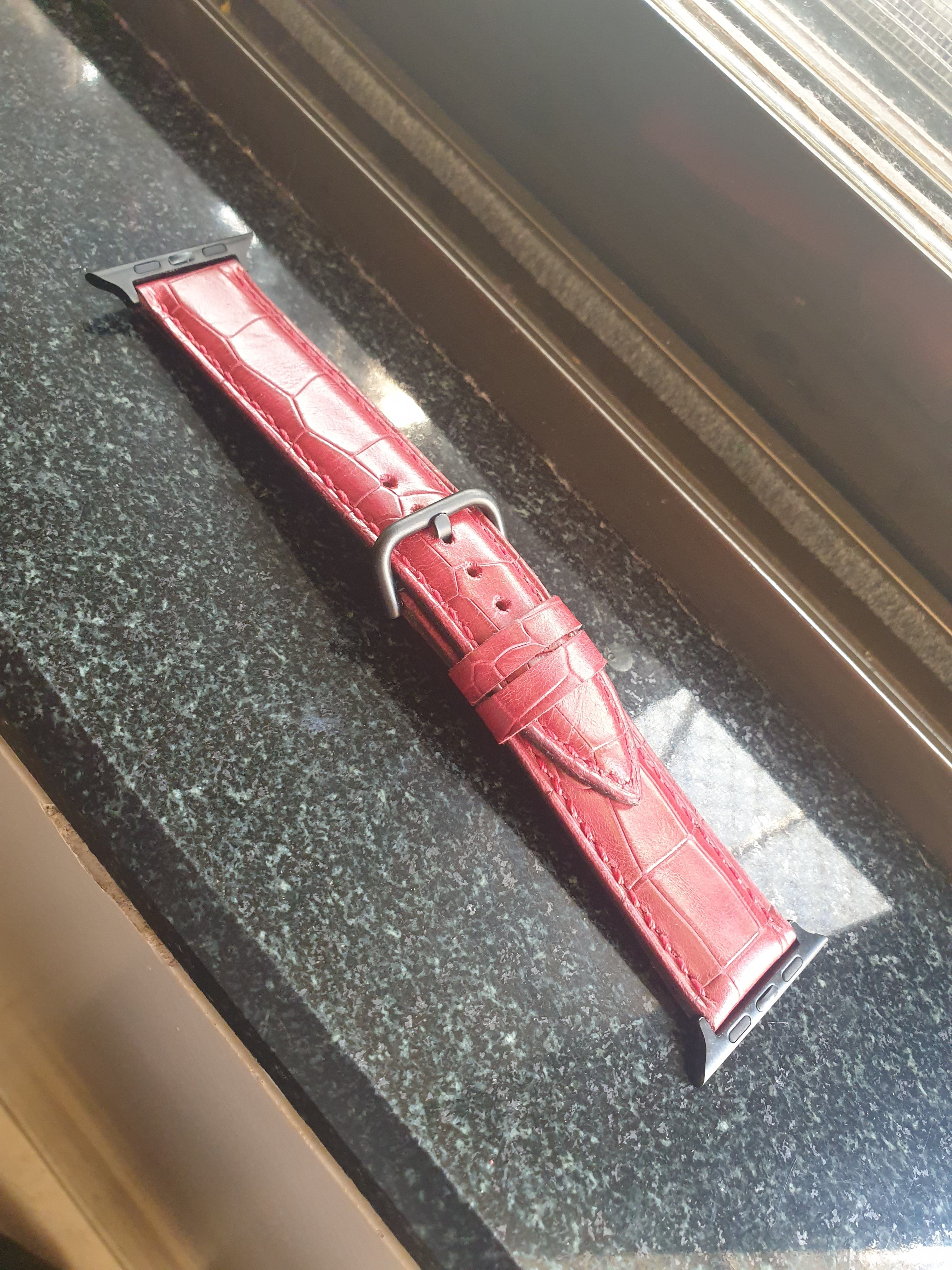 Handmade apple watch leather strap Indianleathercraft
