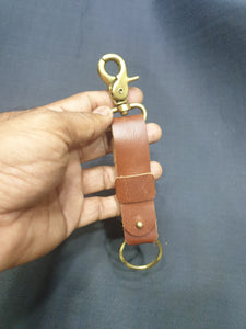 Indianleathercraft Tan brown fullgrain leather keychain