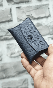Indianleathercraft Textured black Handmade leather card holder