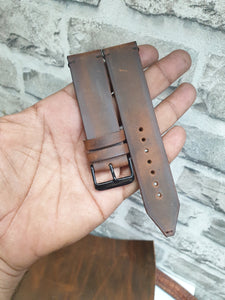 Indianleathercraft Vintage brown leather strap for fossil