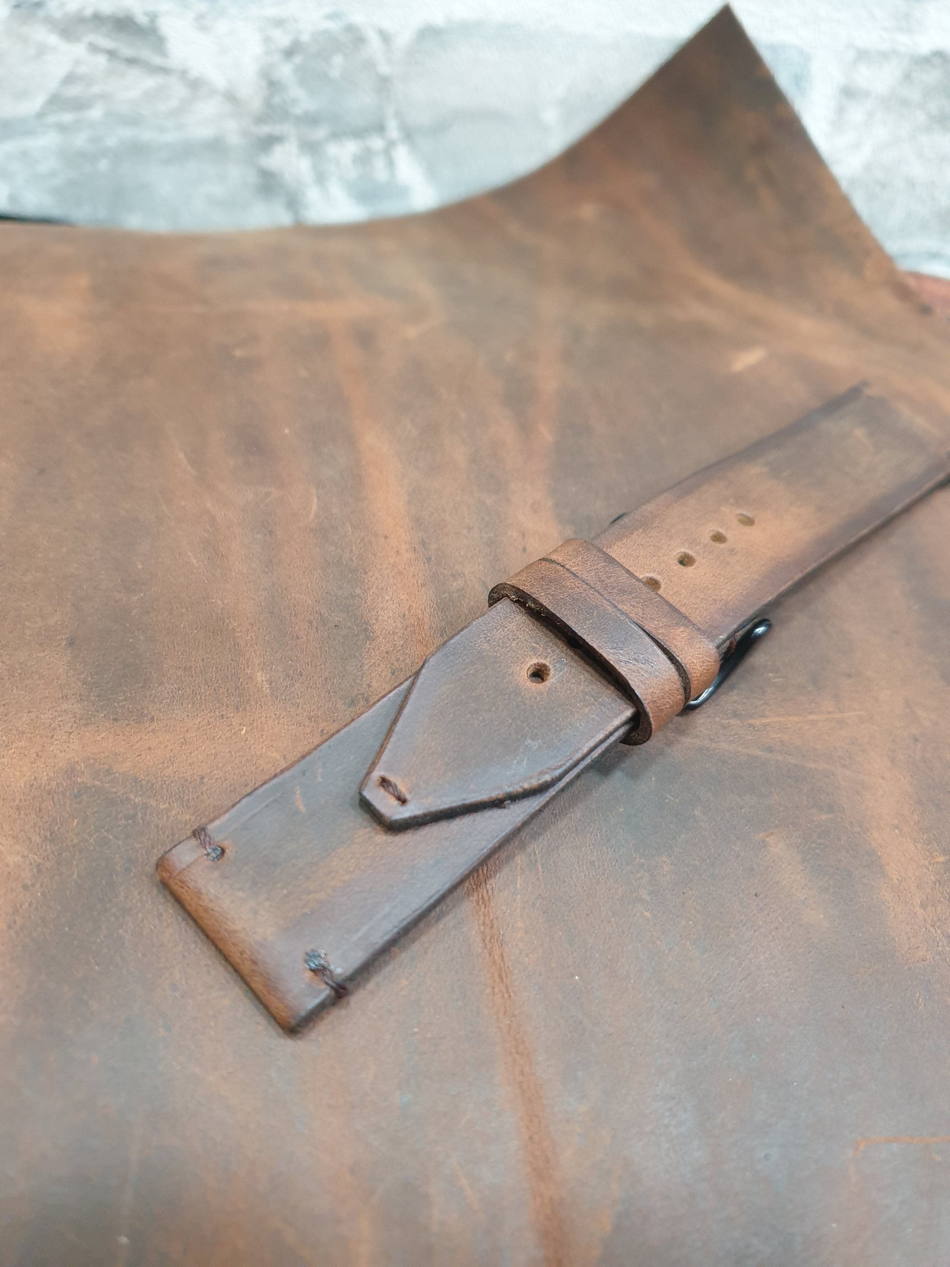 Indianleathercraft Vintage brown leather strap for fossil