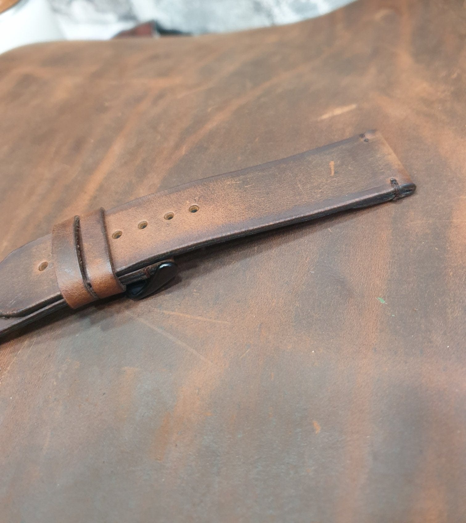 Indianleathercraft Vintage brown leather strap for fossil