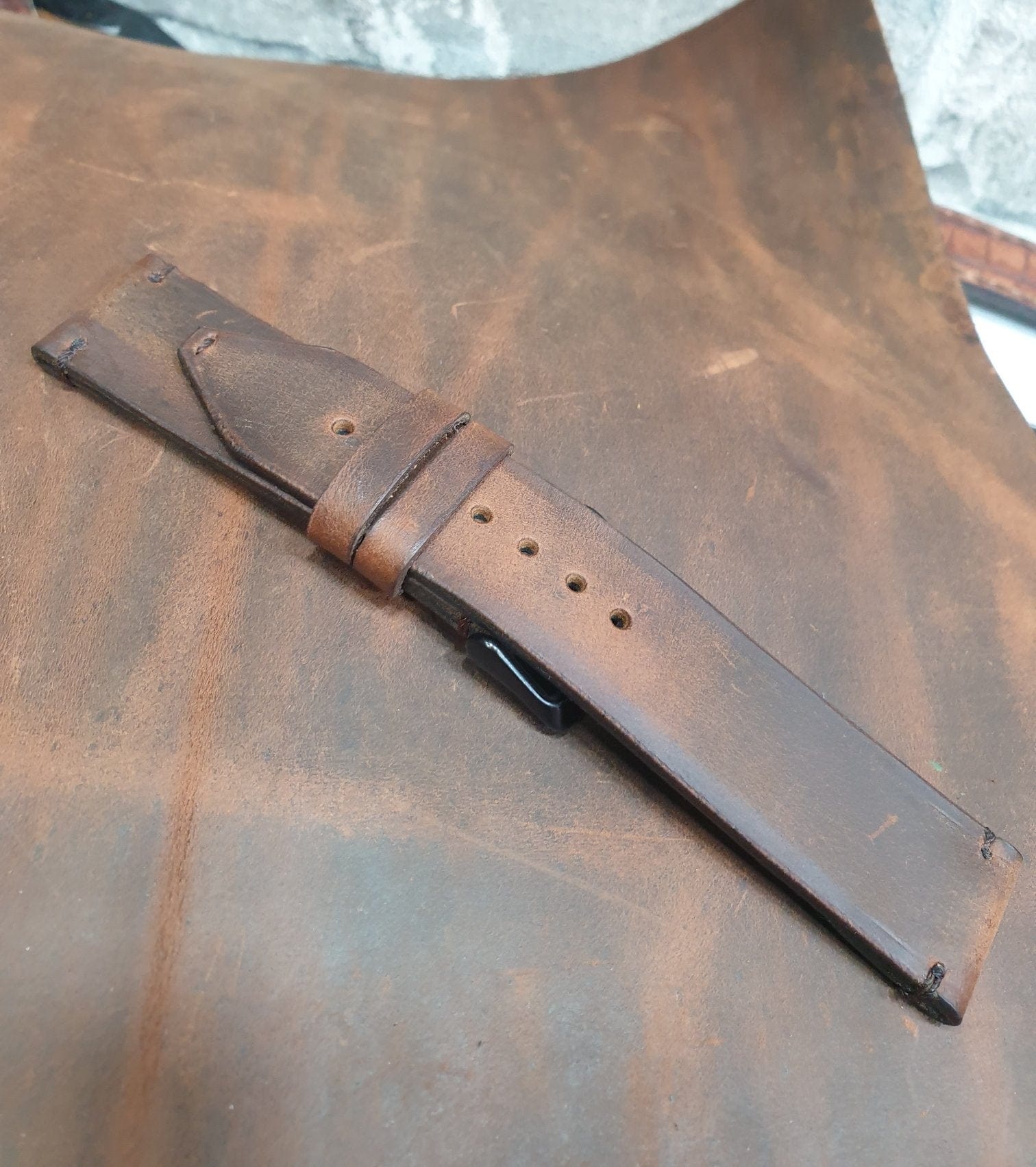 Indianleathercraft Vintage brown leather strap for fossil