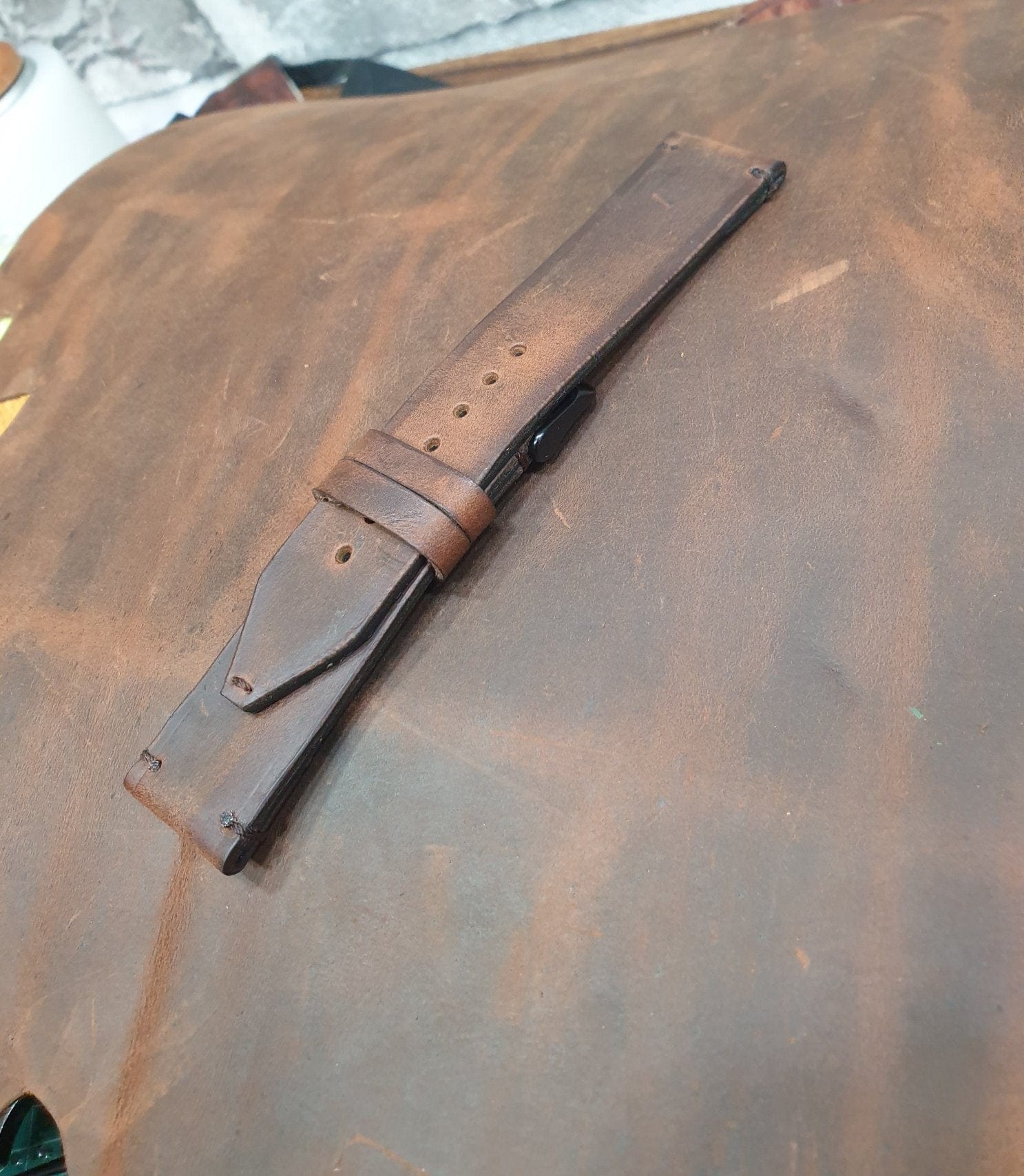 Indianleathercraft Vintage brown leather strap for fossil