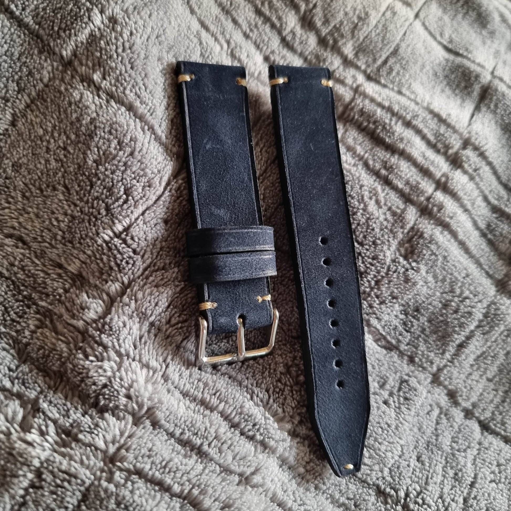 Indianleathercraft Watch Bands 18mm Navy nubuk leather watch strap